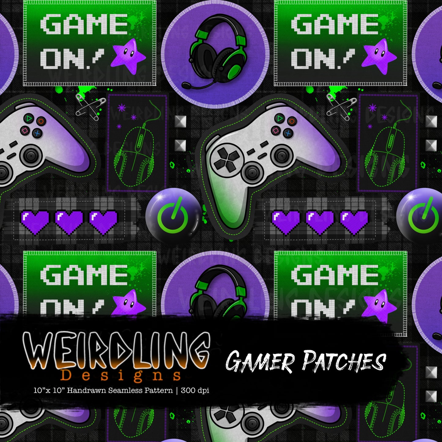 Gamer Patches - Limited Seamless Design- 4 Colourways