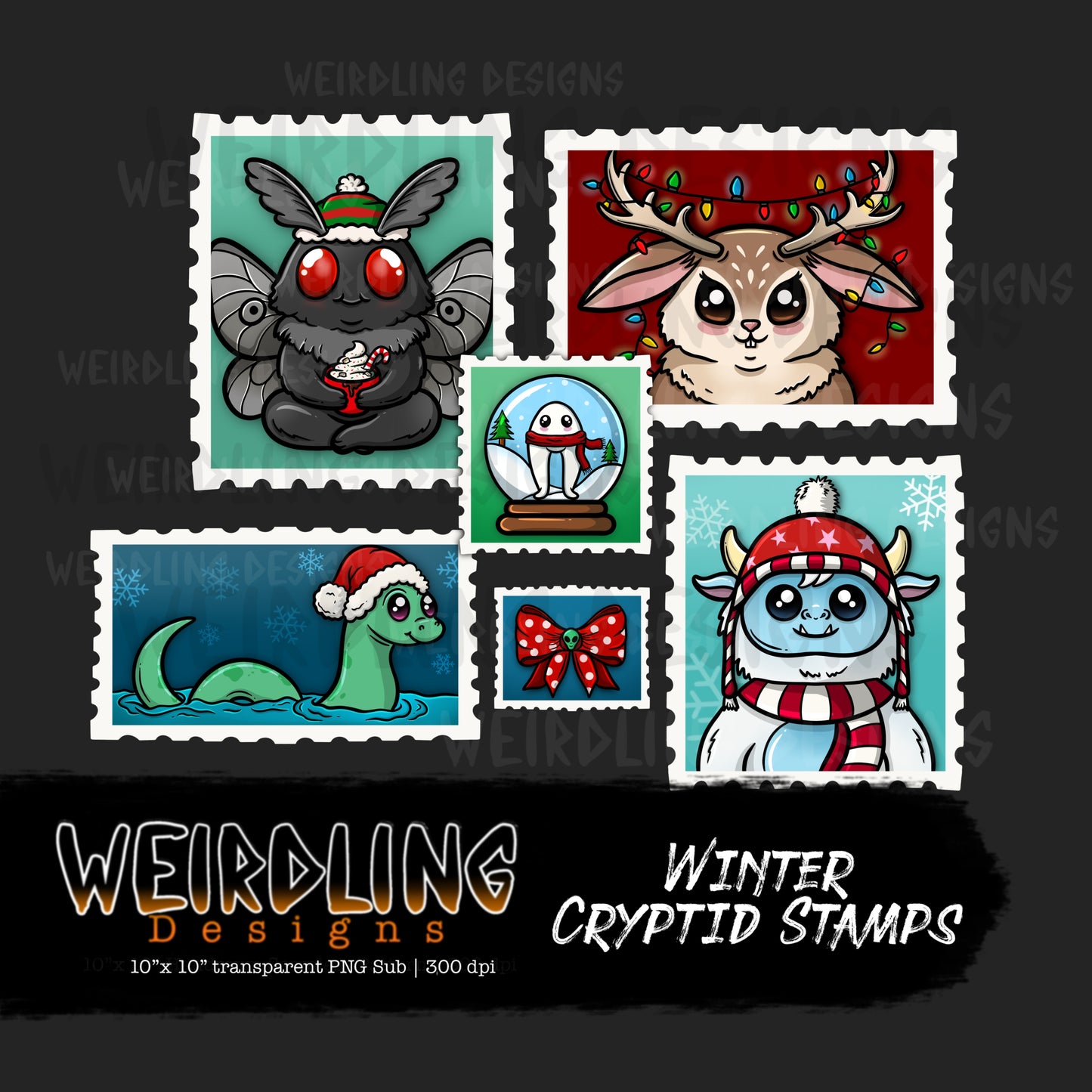 Winter Cryptid Stamps - Non-exclusive PNG Subs
