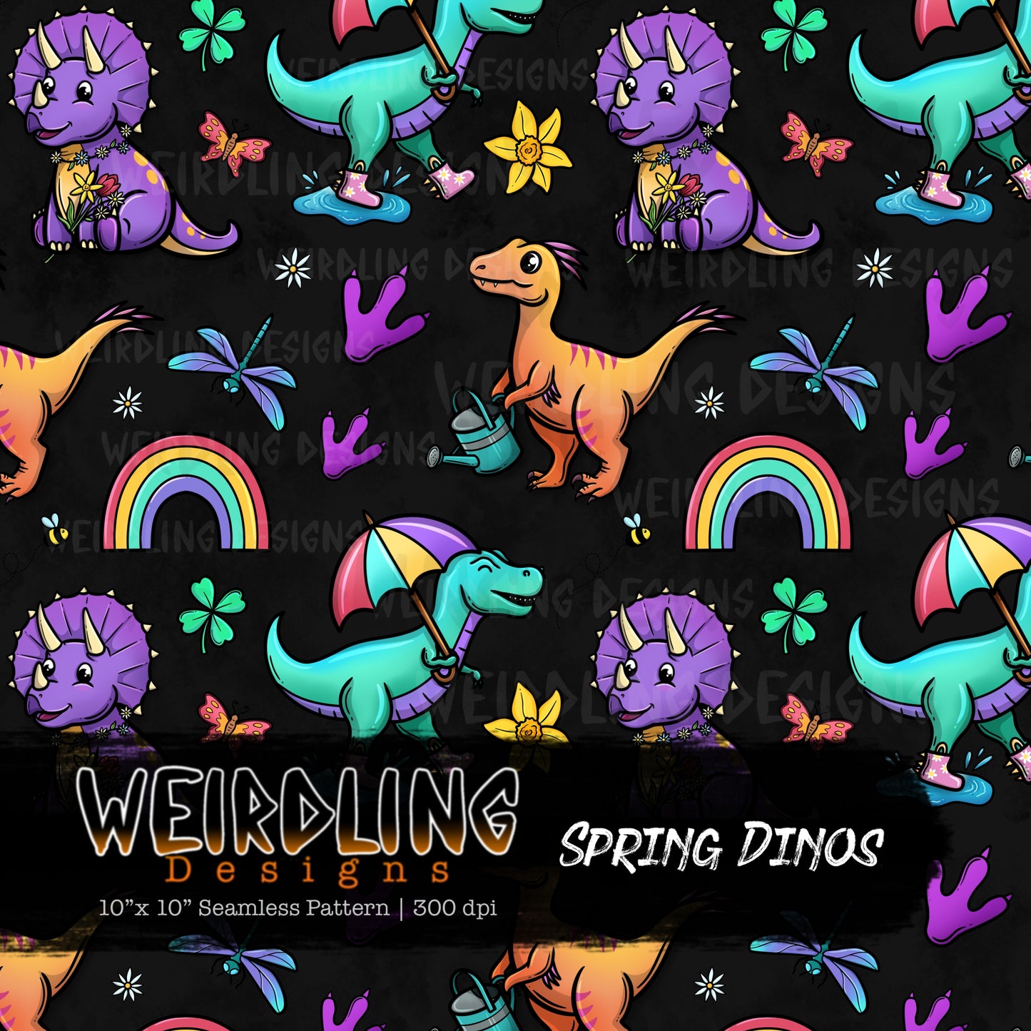Spring Dinos - Limited Seamless Design- 6 Colourways