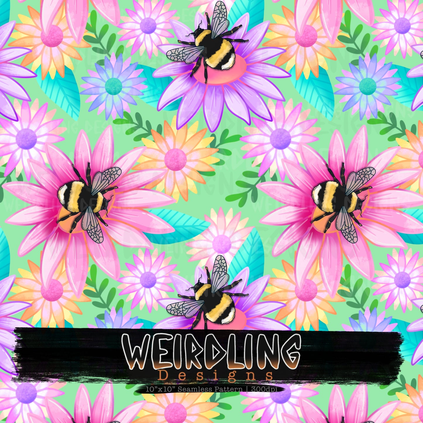 Floral Bees - Limited Seamless Design - 4 colourways