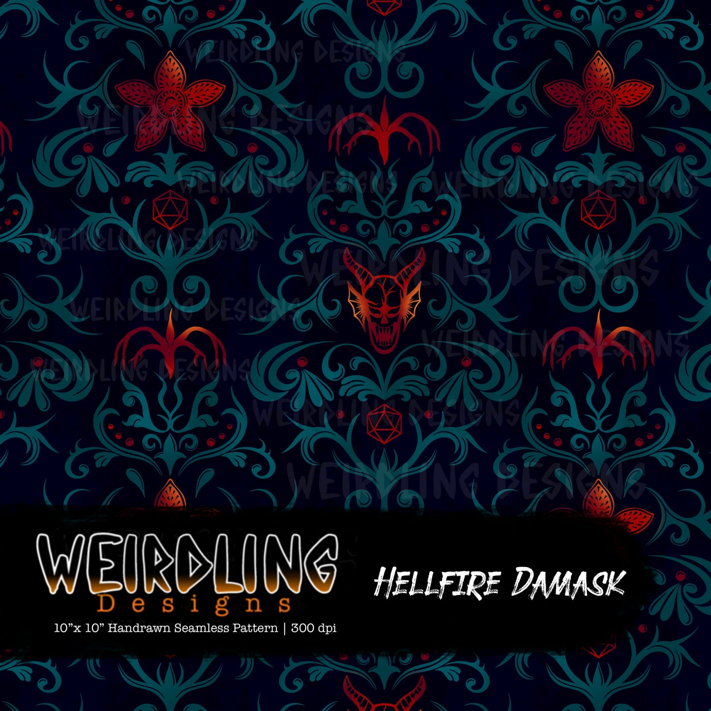 Hellfire Damask - Limited Seamless Design- 5 Colourways
