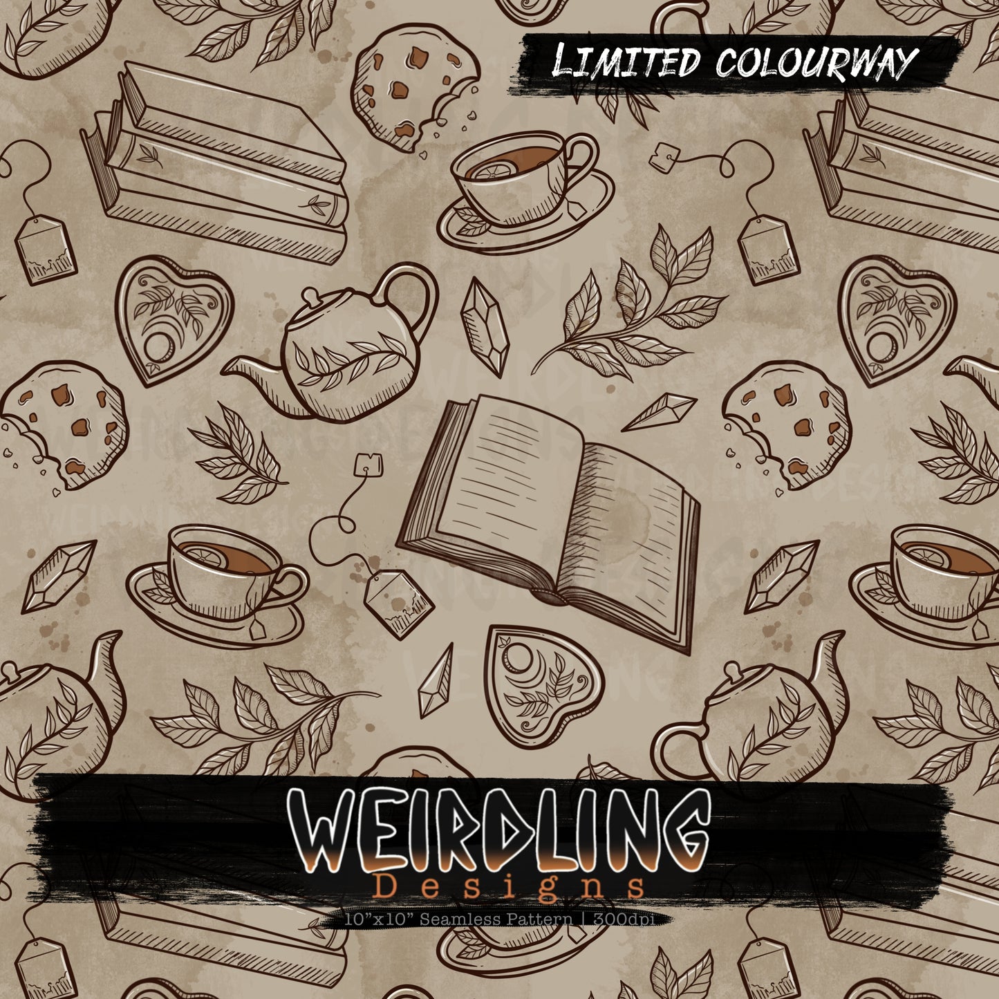 Bookish Brews Tea - Limited Seamless Design- 5 Colourways