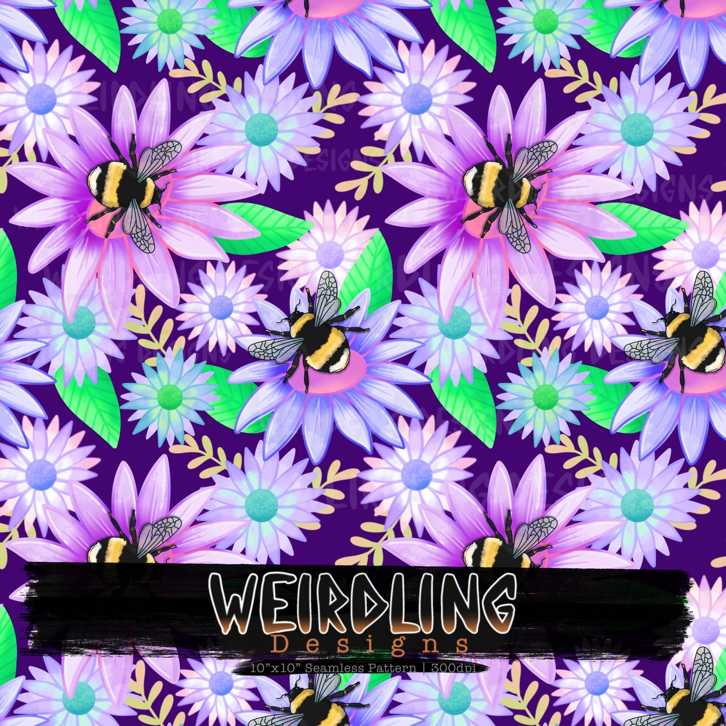 Floral Bees - Limited Seamless Design - 4 colourways