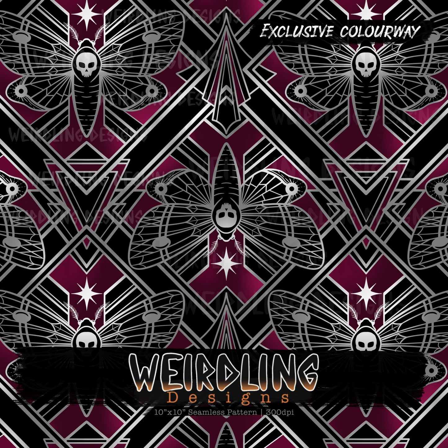 Moth Deco - Exclusive Seamless Design- 7 Colourways