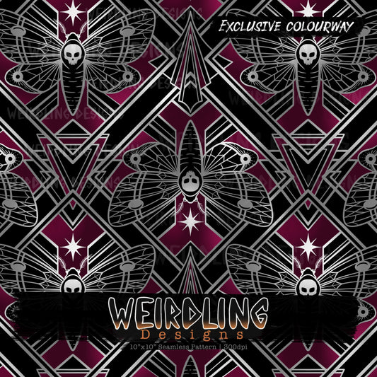 Moth Deco - Exclusive Seamless Design- 7 Colourways