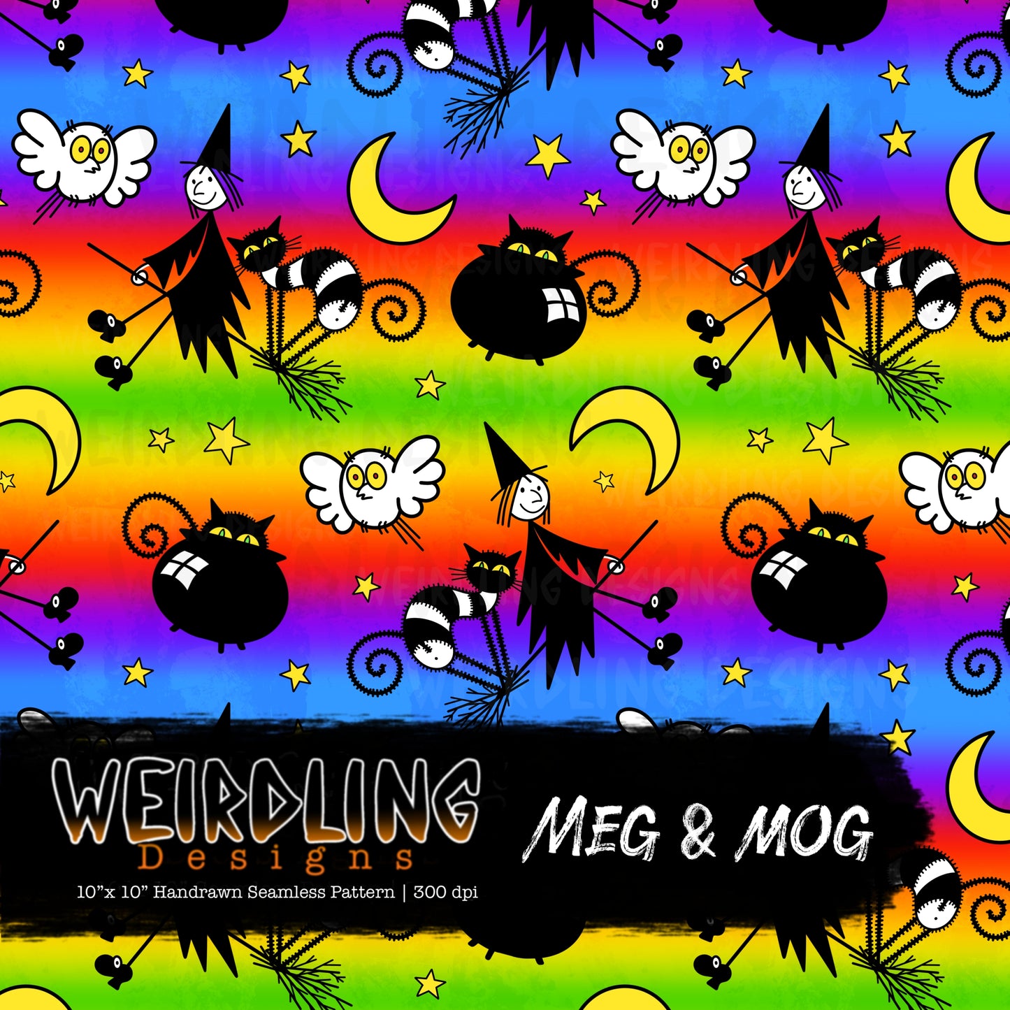 Meg & Mog - Limited Seamless Design- 6 Colourways