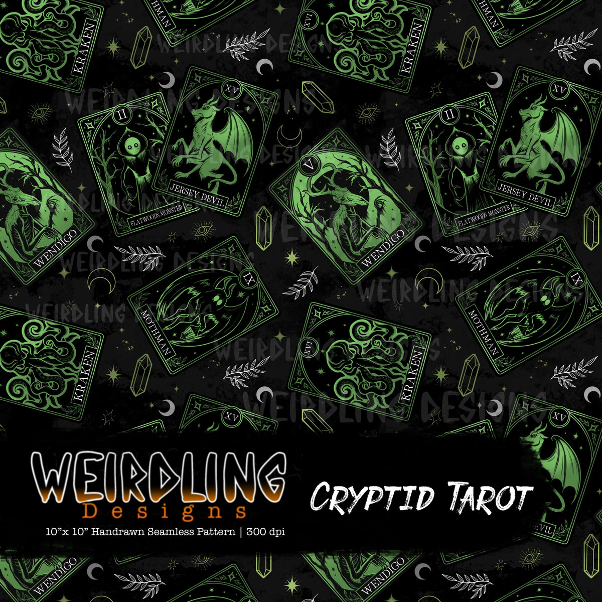 Cryptid Tarot - Limited Seamless Design - 6 Colourways