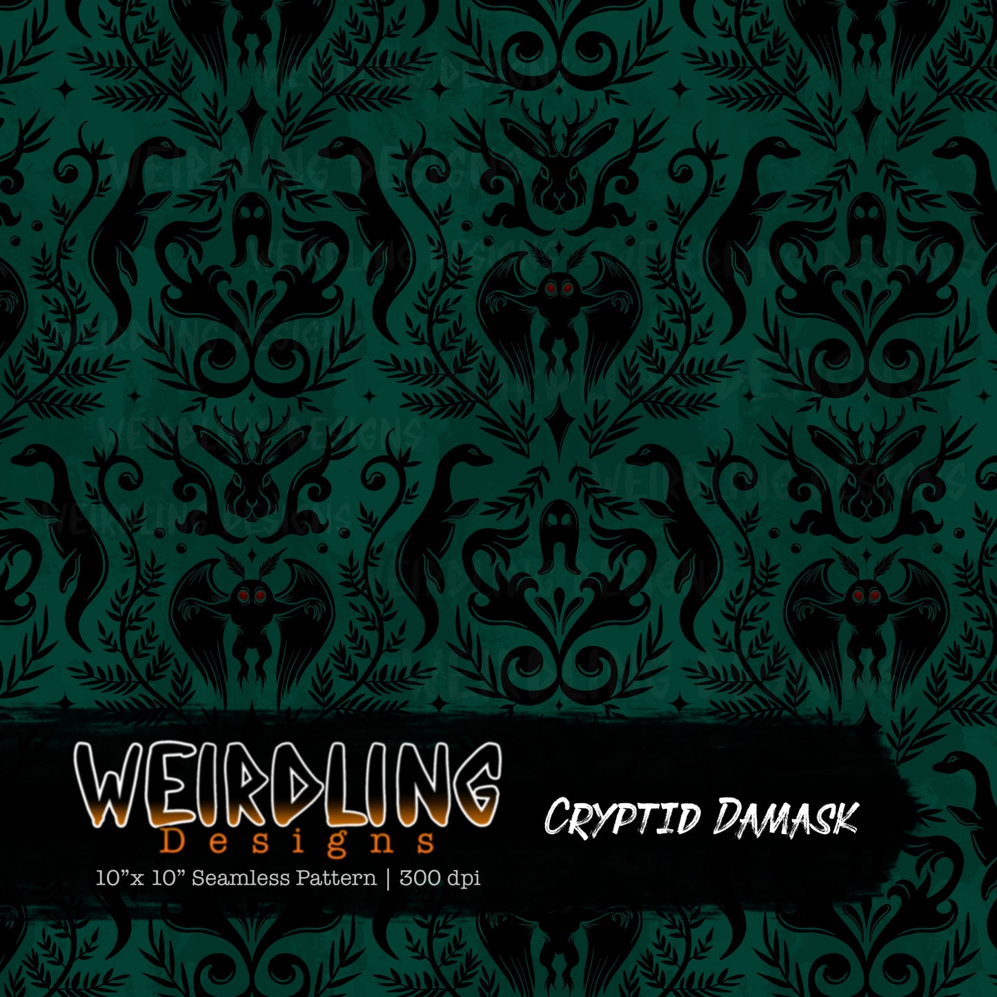 Cryptid Damask - Limited Seamless Design- 8 Colourways