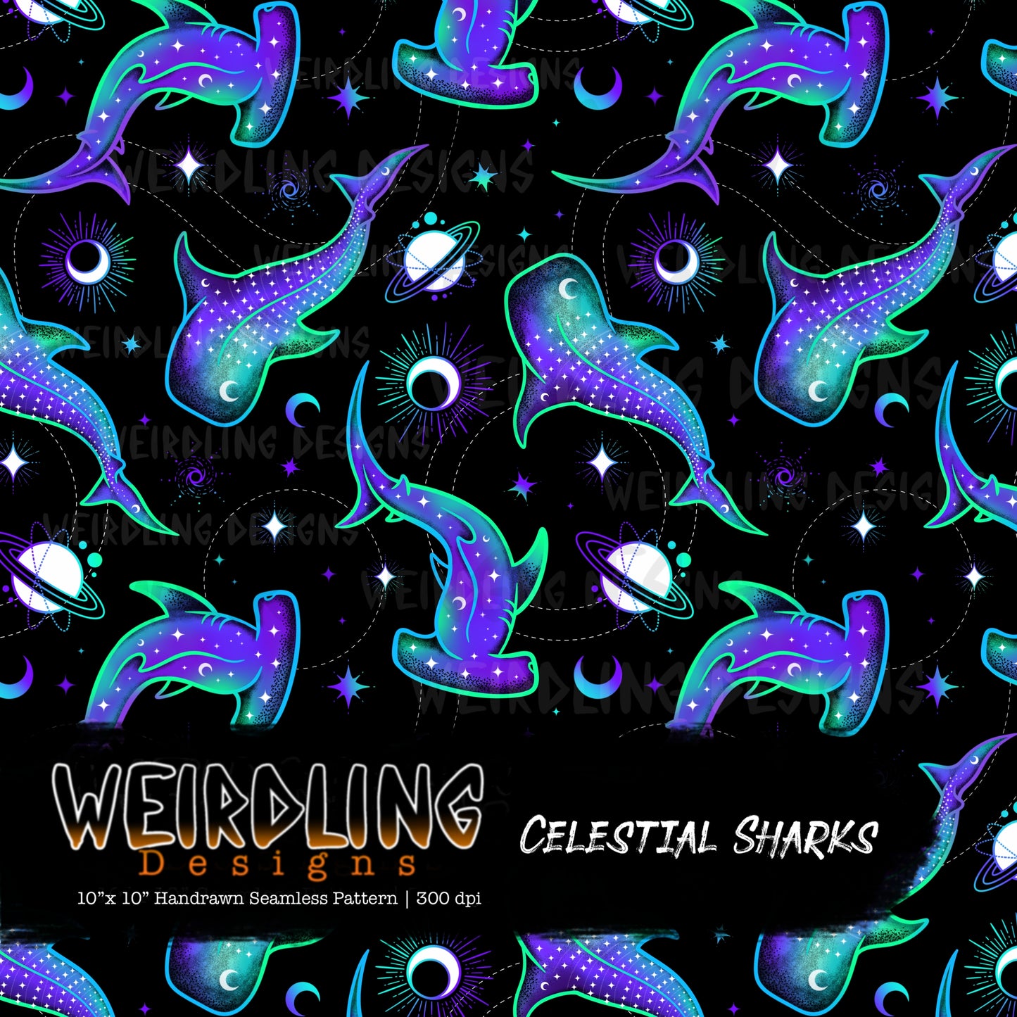 Celestial Sharks - Limited Seamless Design- 5 Colourways