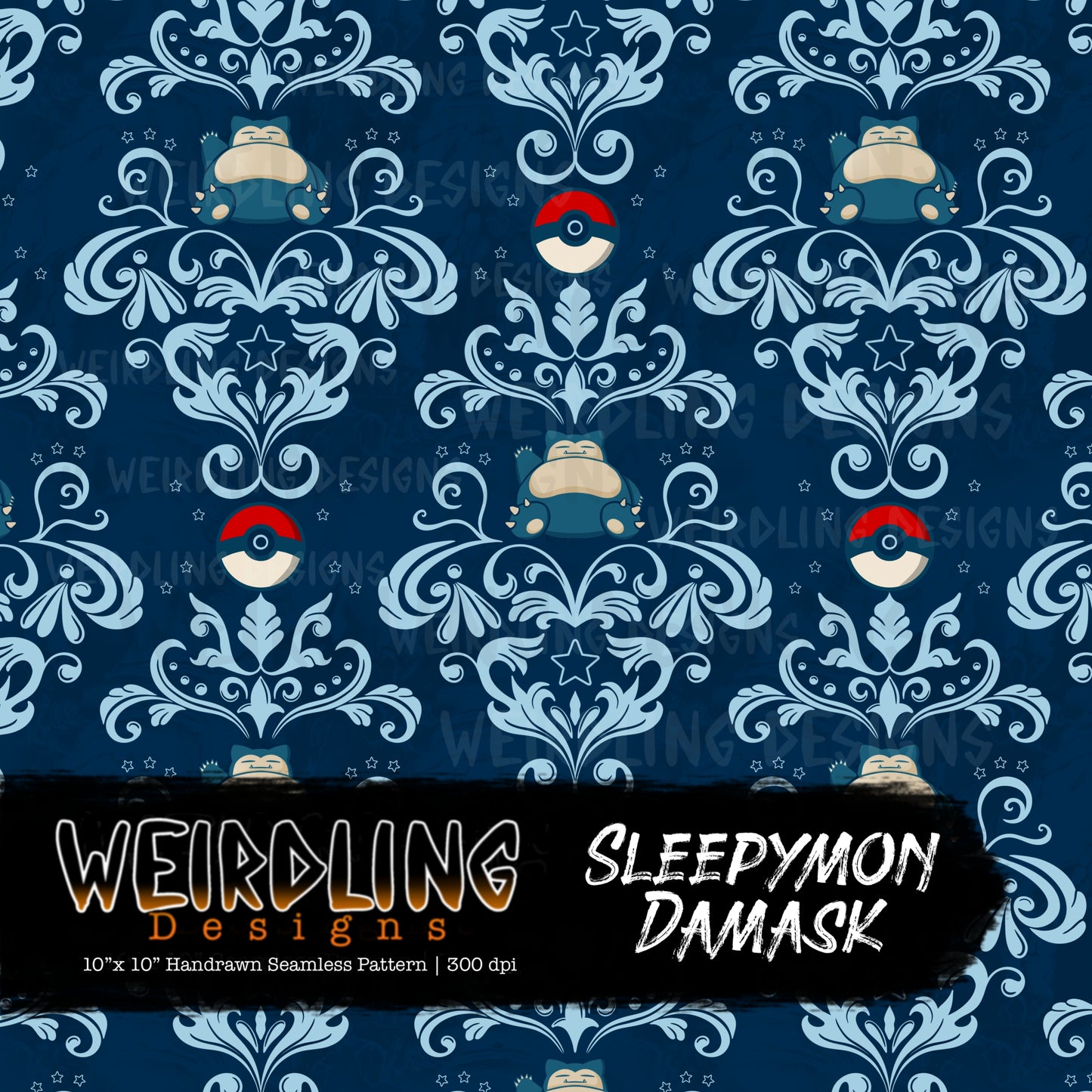 Sleepymon Damask - Limited Seamless Design - 5 Colourways