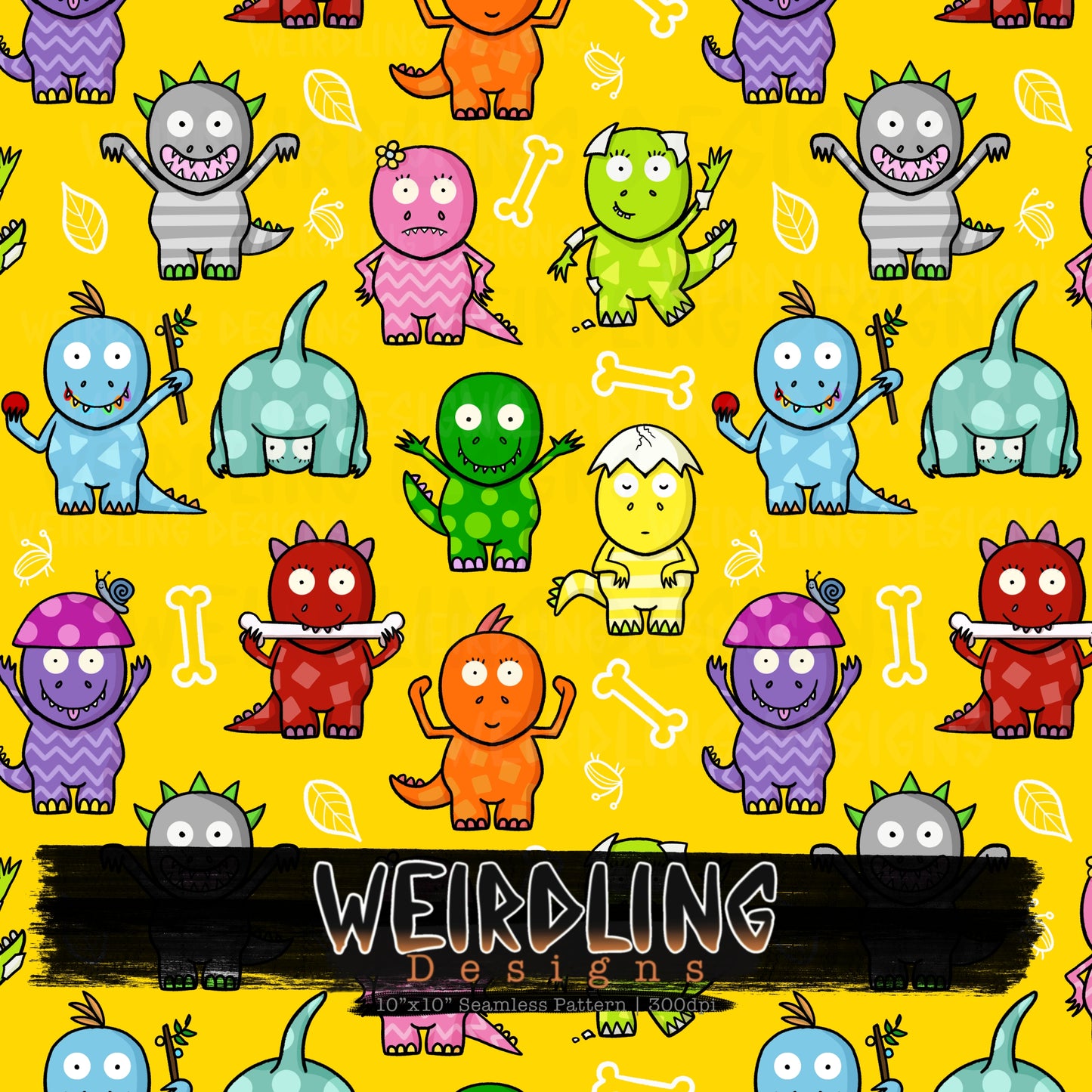 Numerous Little Dinos - Exclusive Seamless Design - 7 Colourways