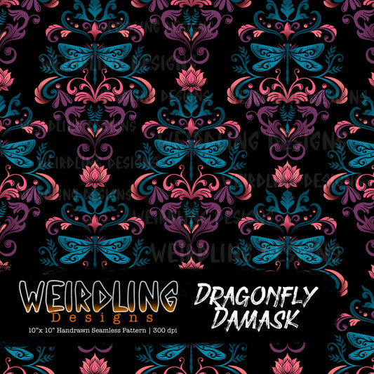 Dragonfly Damask - Limited Seamless Design- 5 Colourways