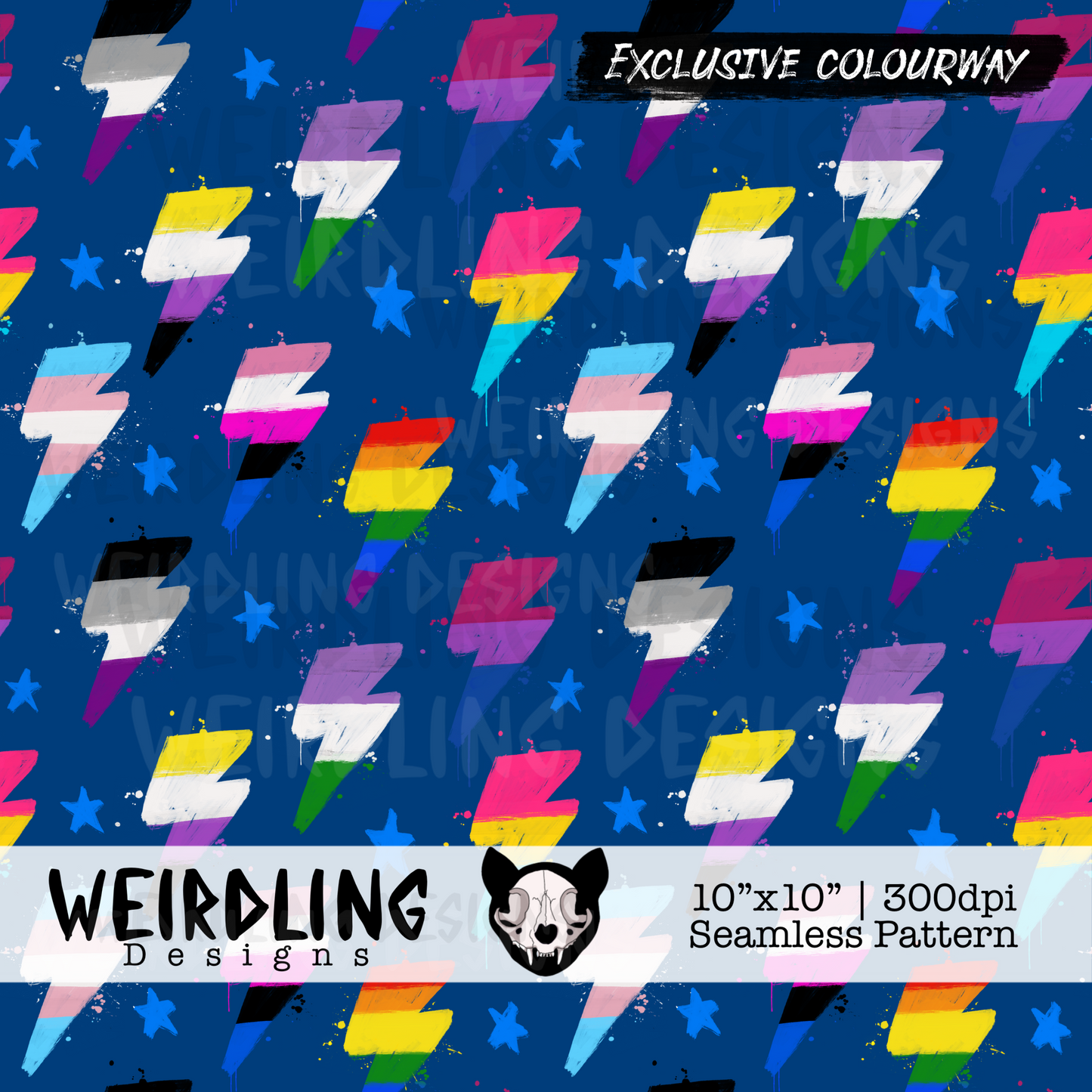 Pride Bolts - Exclusive seamless pattern- 5 Colourways