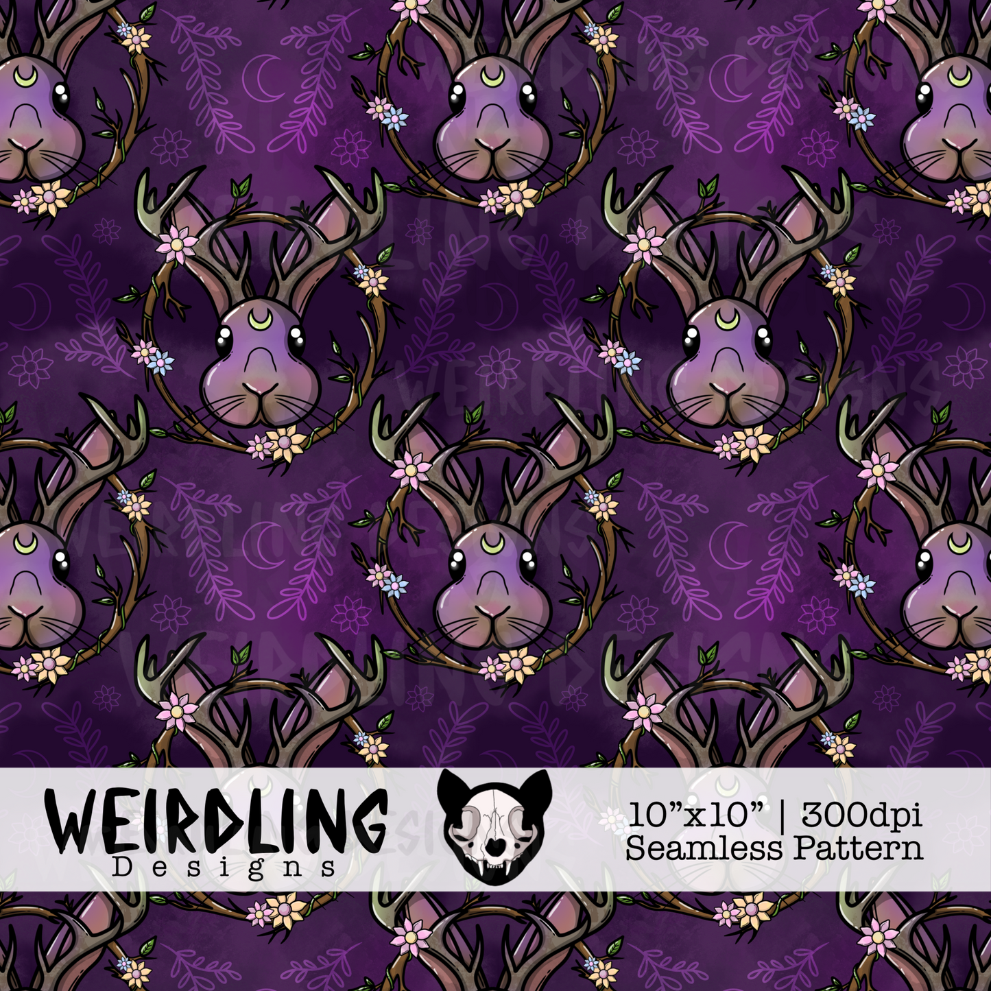 Spring Jackalope - Exclusive Seamless Pattern - 3 colourways