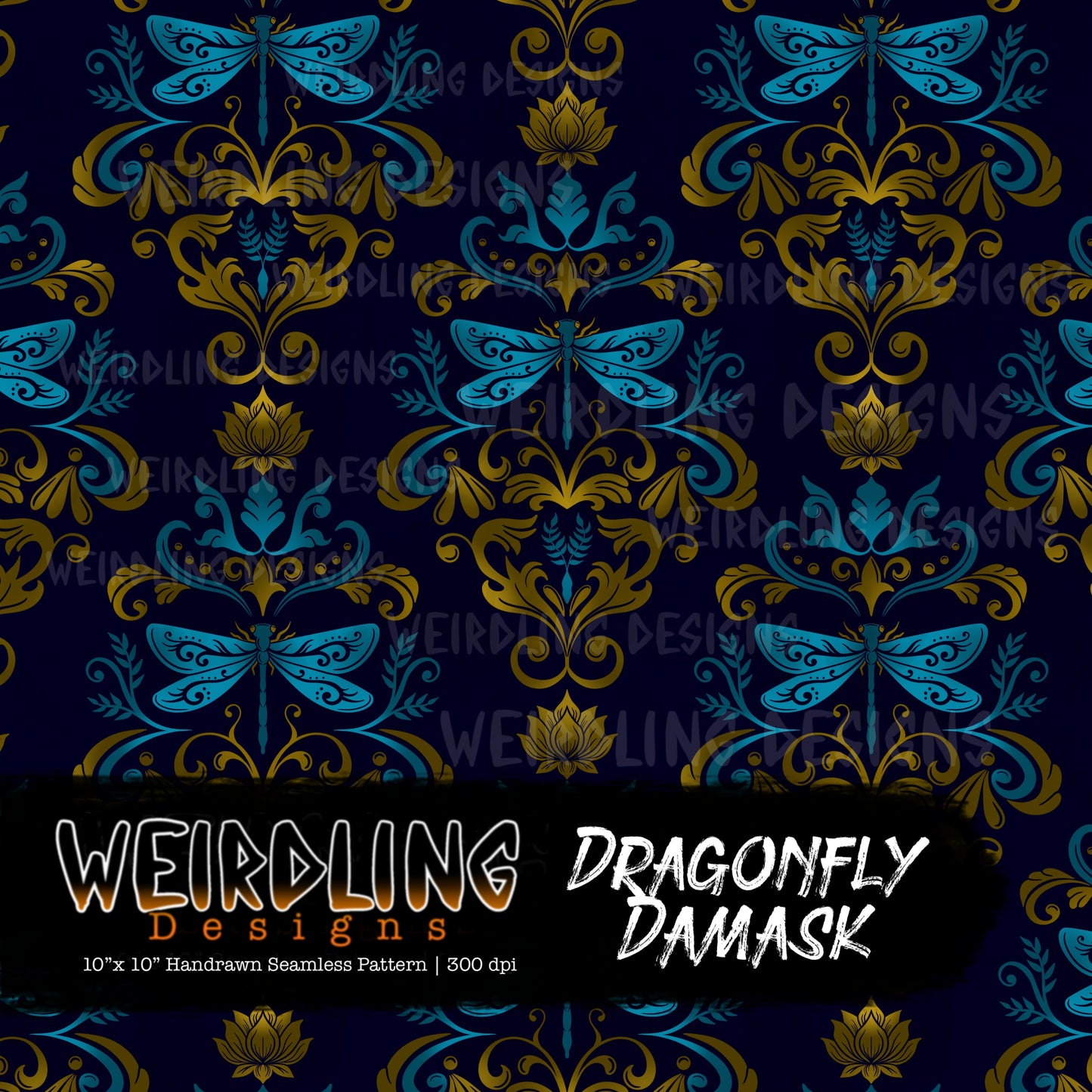 Dragonfly Damask - Limited Seamless Design- 5 Colourways