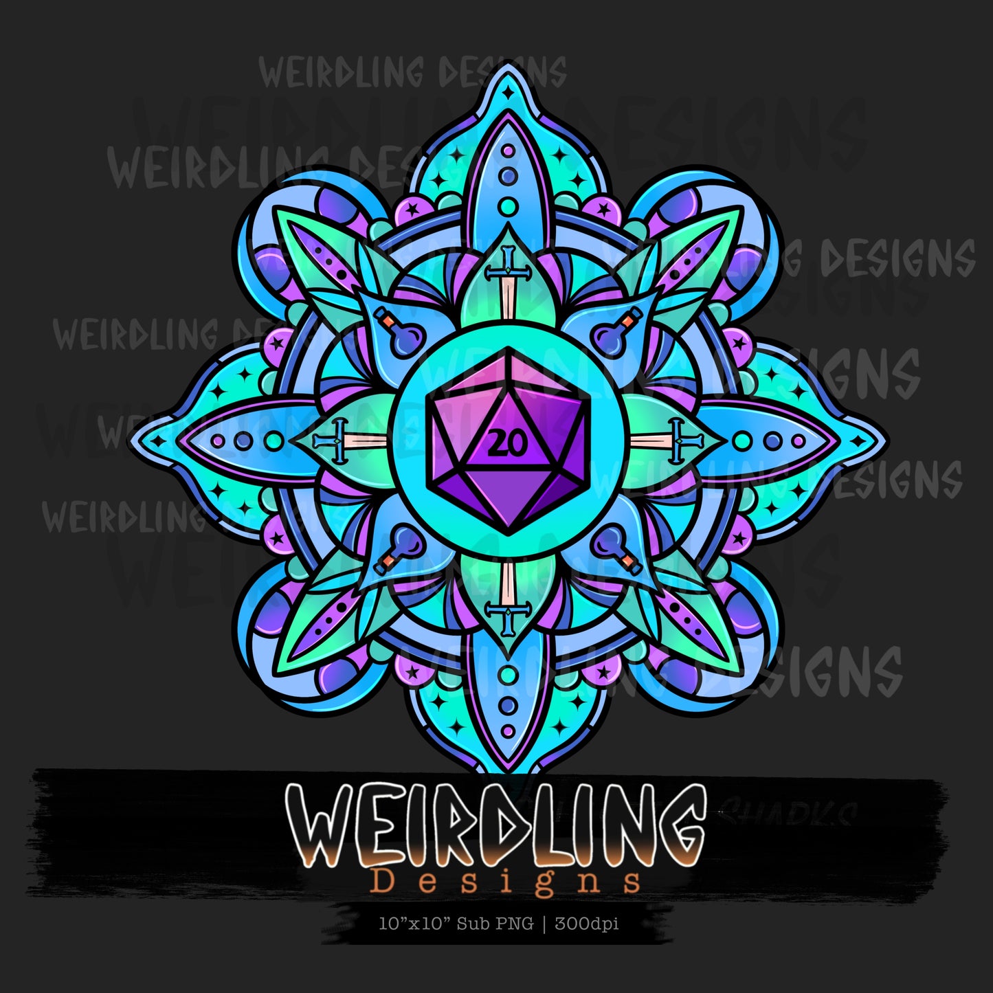 D20 Mandala - Non-exclusive PNG sub - 2 Colourways