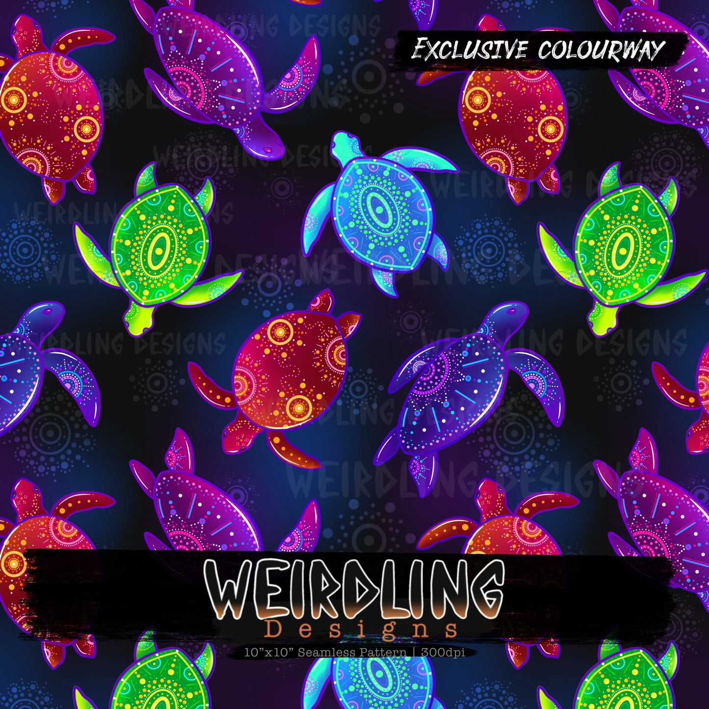 Beaded Turtles - Exclusive Seamless Design - 7 Colourways