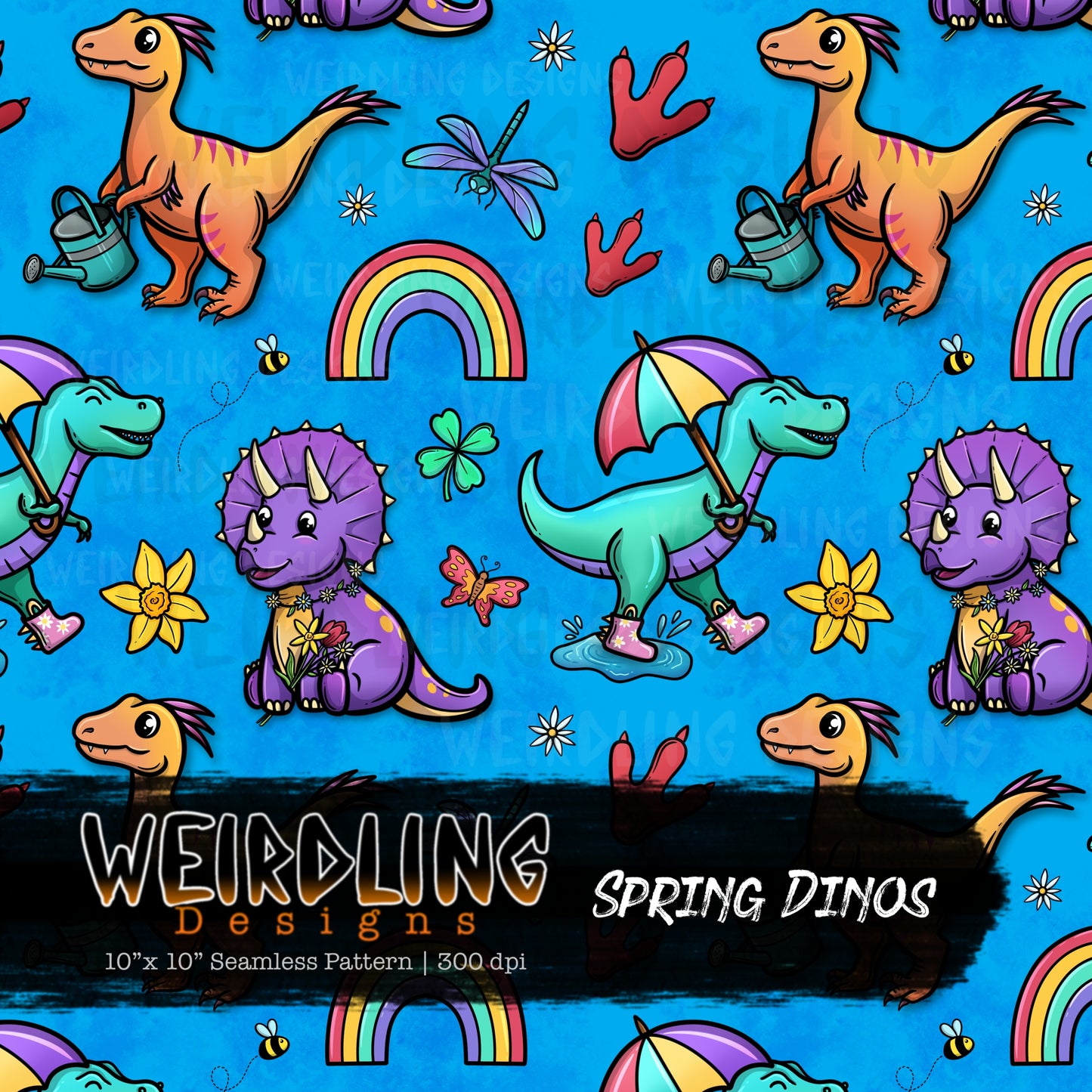 Spring Dinos - Limited Seamless Design- 6 Colourways
