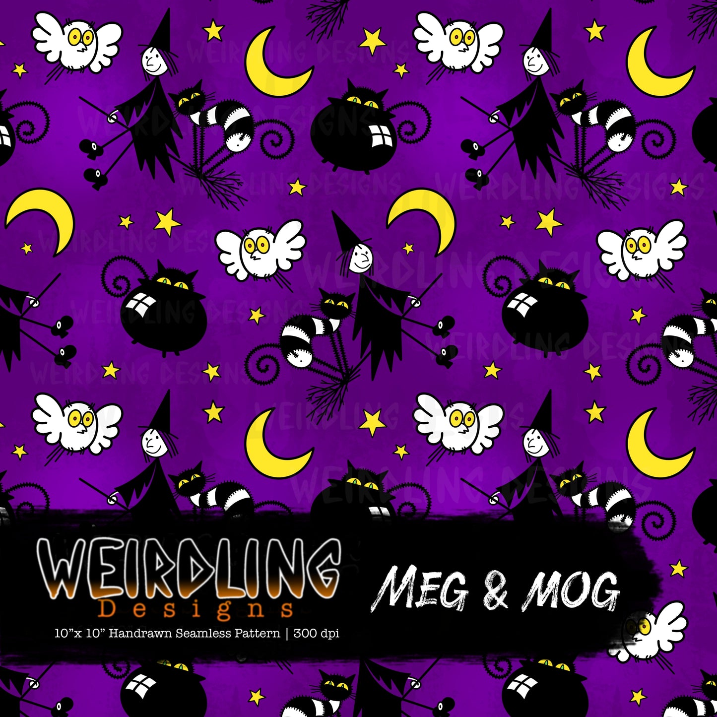 Meg & Mog - Limited Seamless Design- 6 Colourways