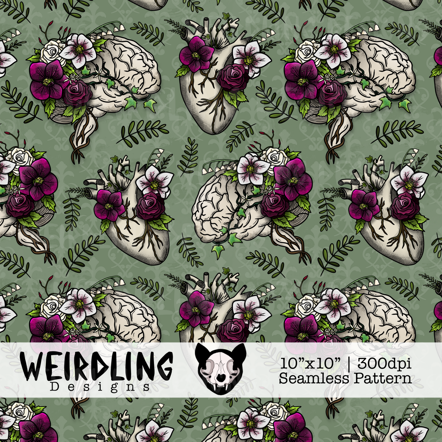 Heart & Mind - Exclusive Seamless Pattern - 5 Colourways