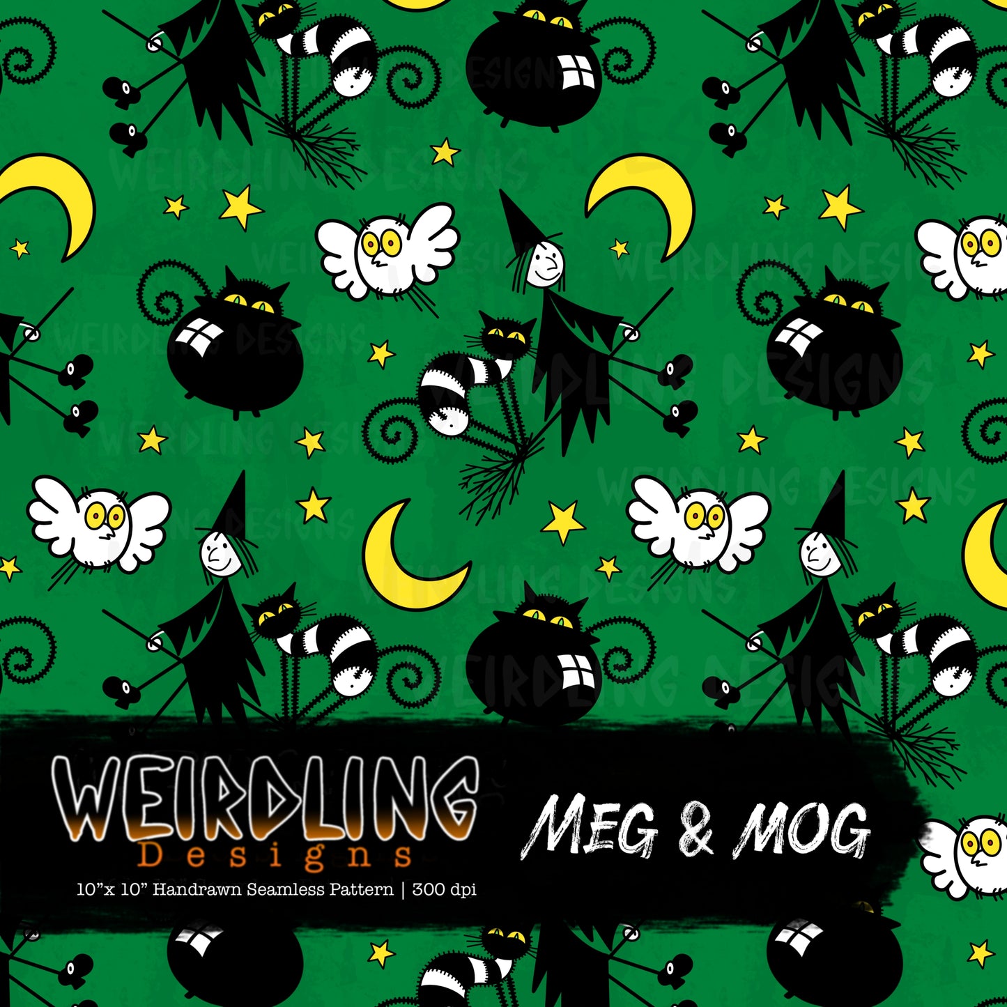 Meg & Mog - Limited Seamless Design- 6 Colourways