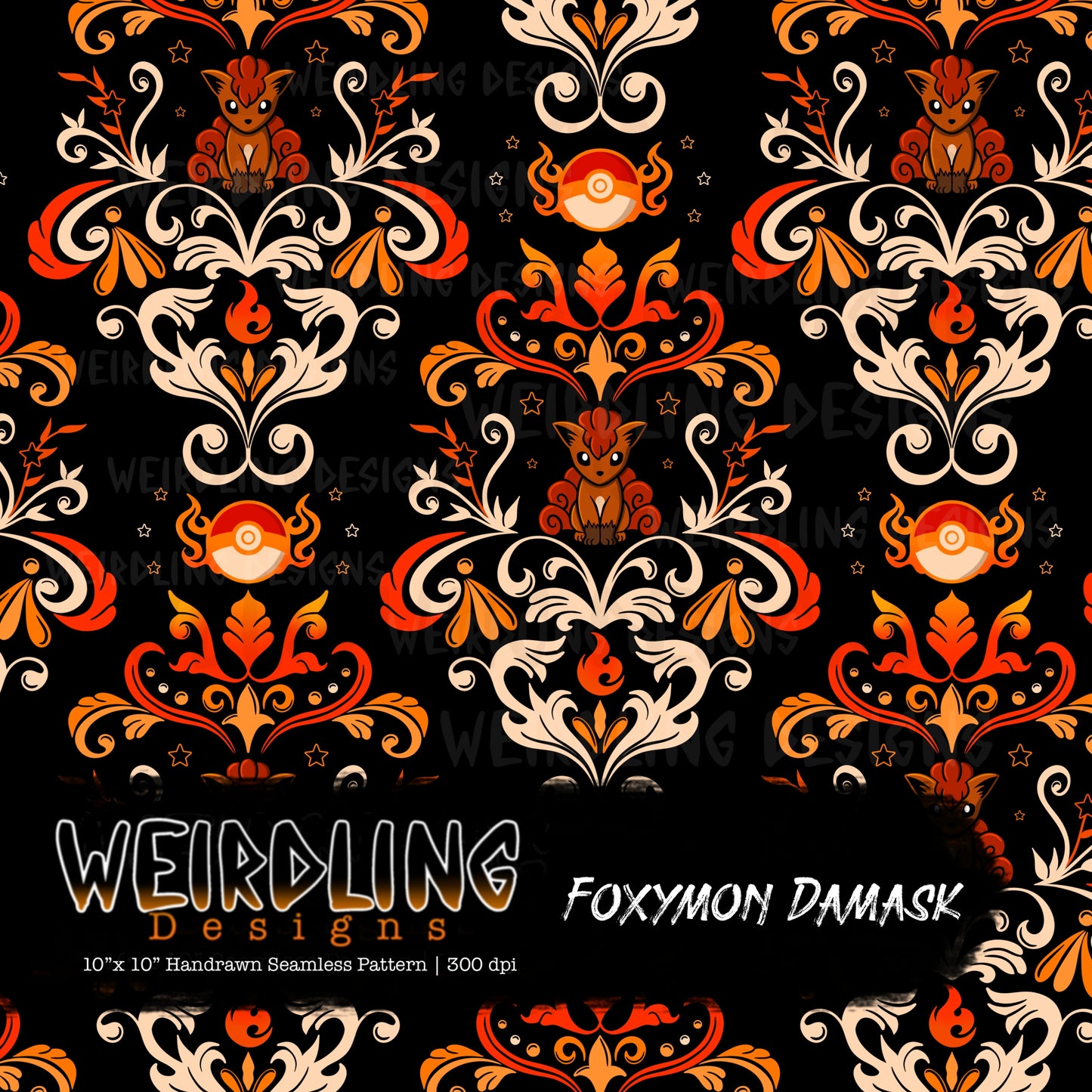 Foxymon Damask - Limited Seamless Design - 6 Colourways
