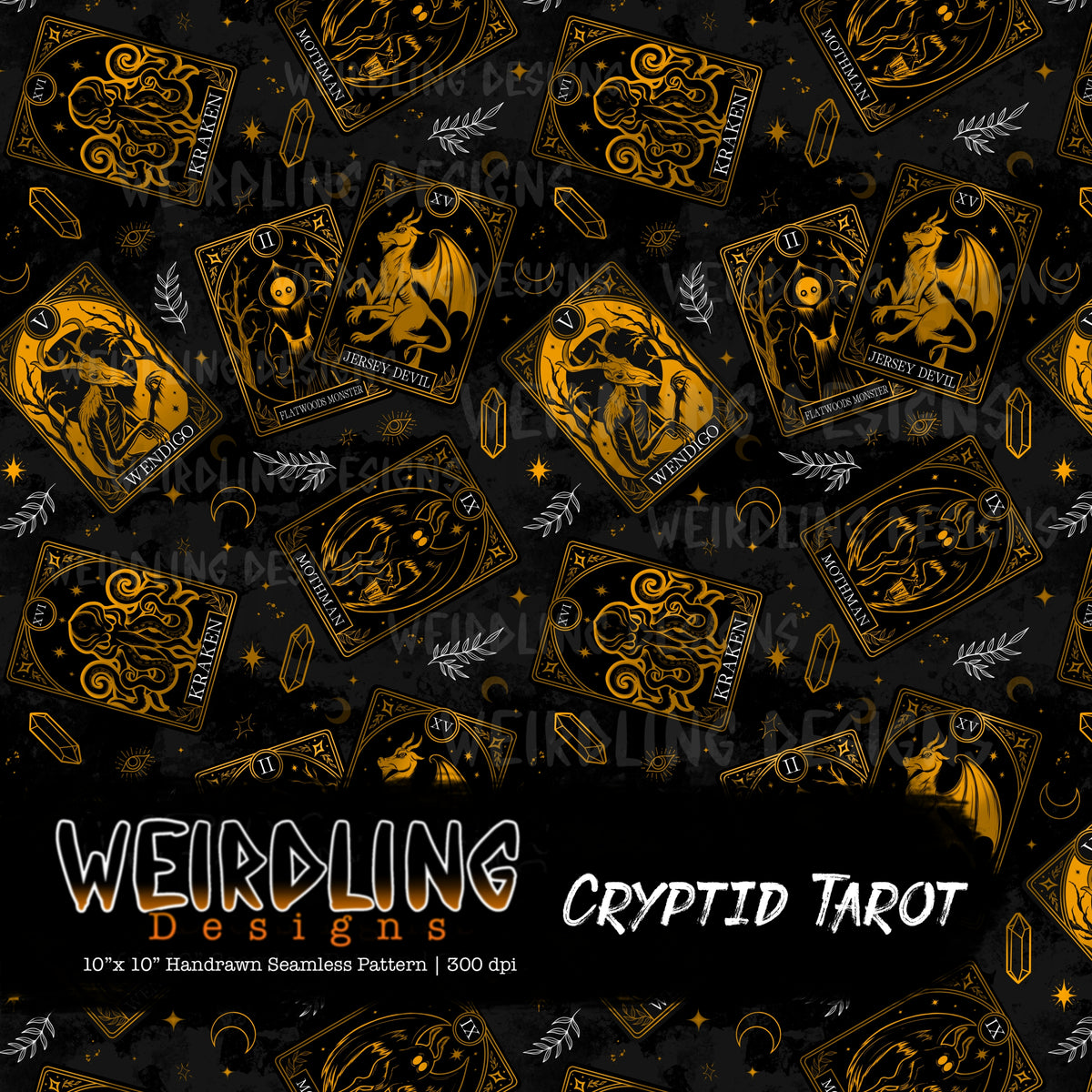Cryptid Tarot - Limited Seamless Design - 6 Colourways