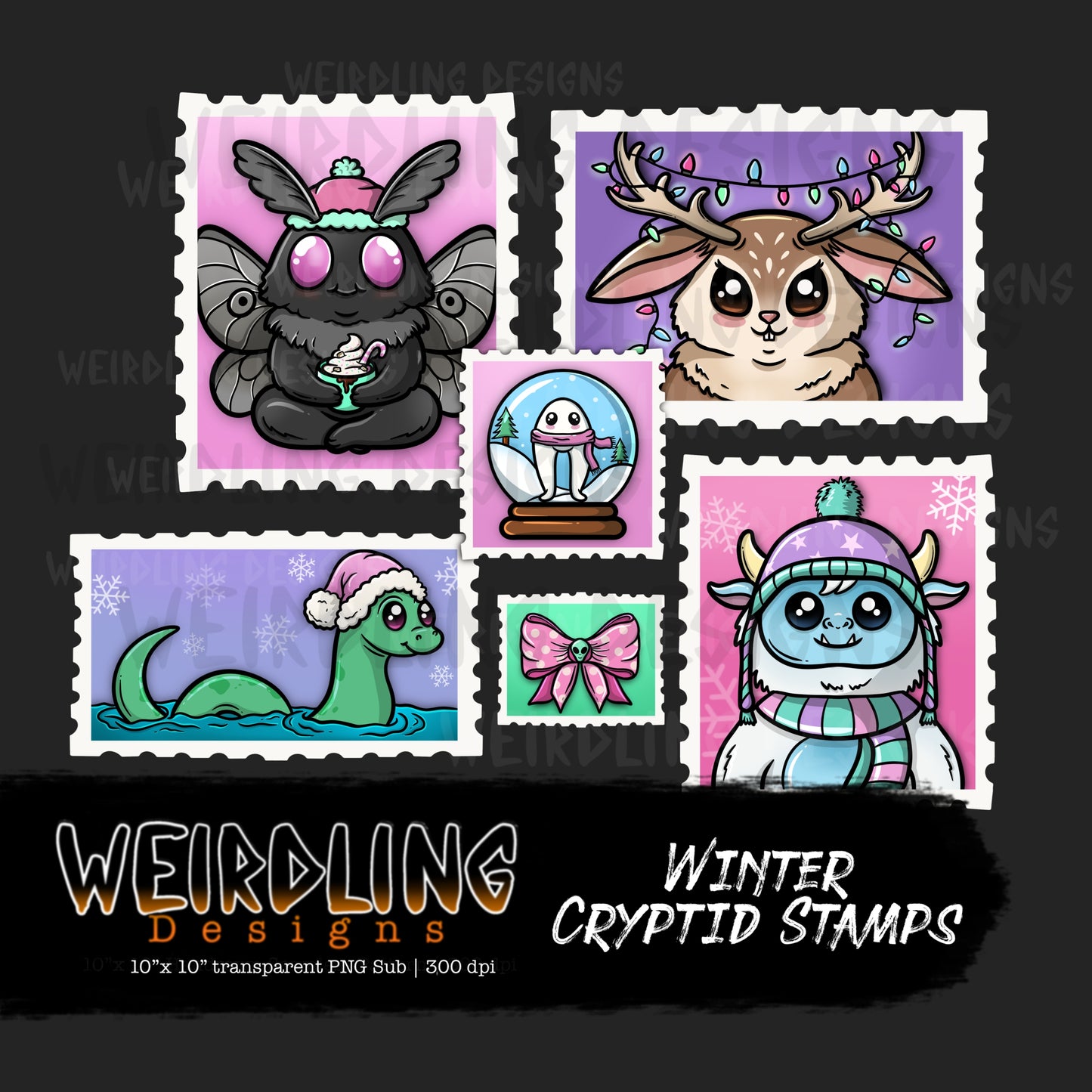 Winter Cryptid Stamps - Non-exclusive PNG Subs