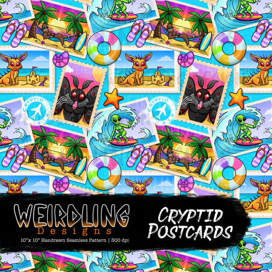 Cryptid Postcards - Limited Seamless Design - 5 Colourways