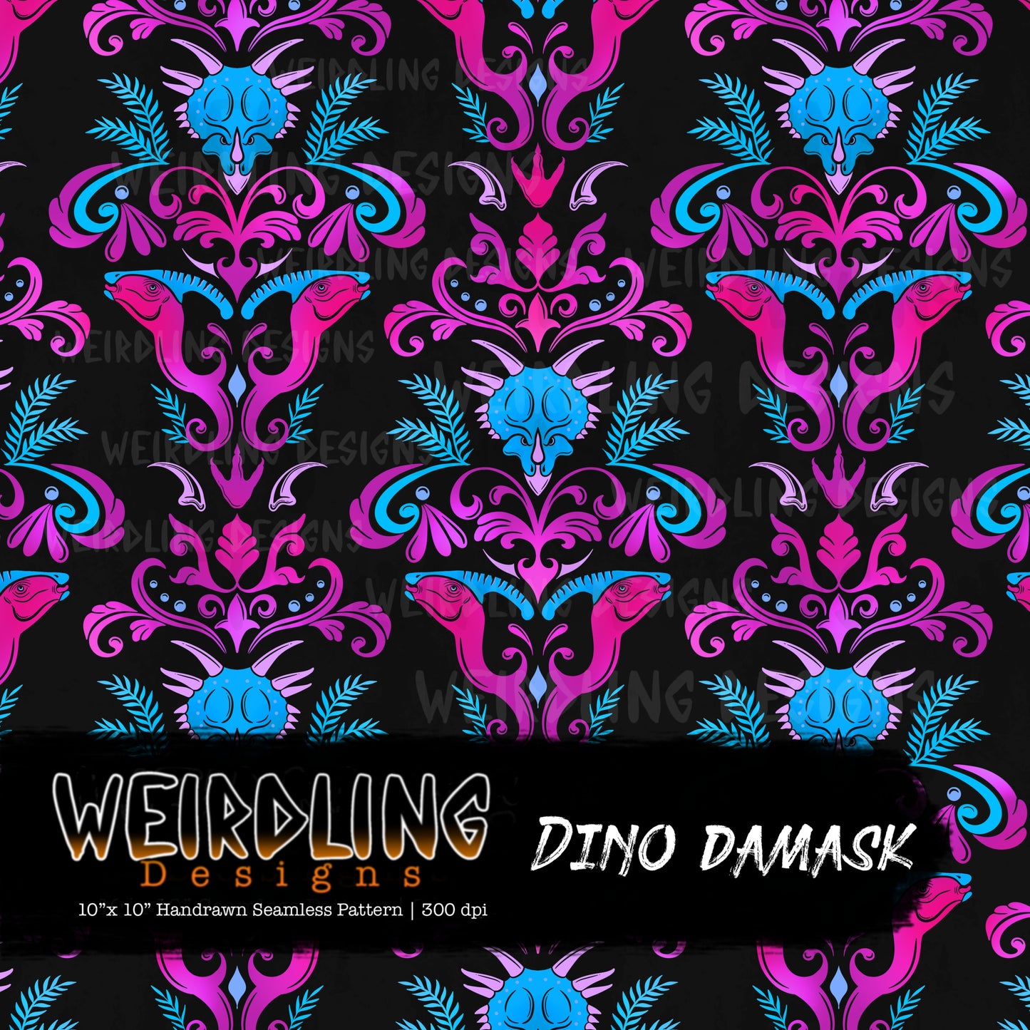 Dino Damask - Limited Seamless Design - 7 Colourways