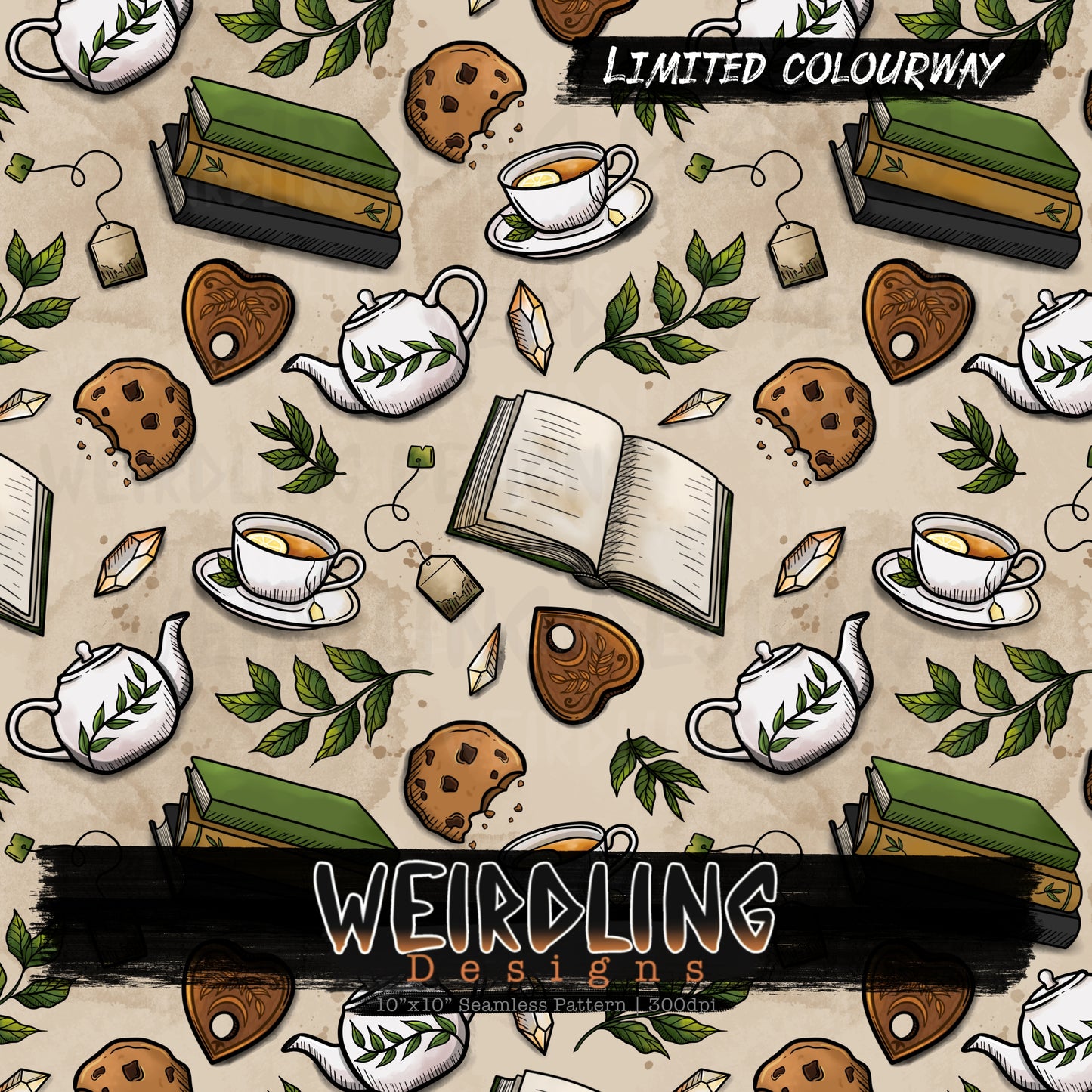 Bookish Brews Tea - Limited Seamless Design- 5 Colourways