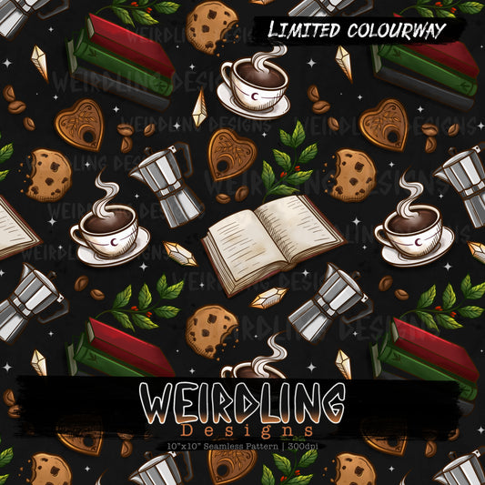 Bookish Brews Coffee - Limited Seamless Design- 4 Colourways