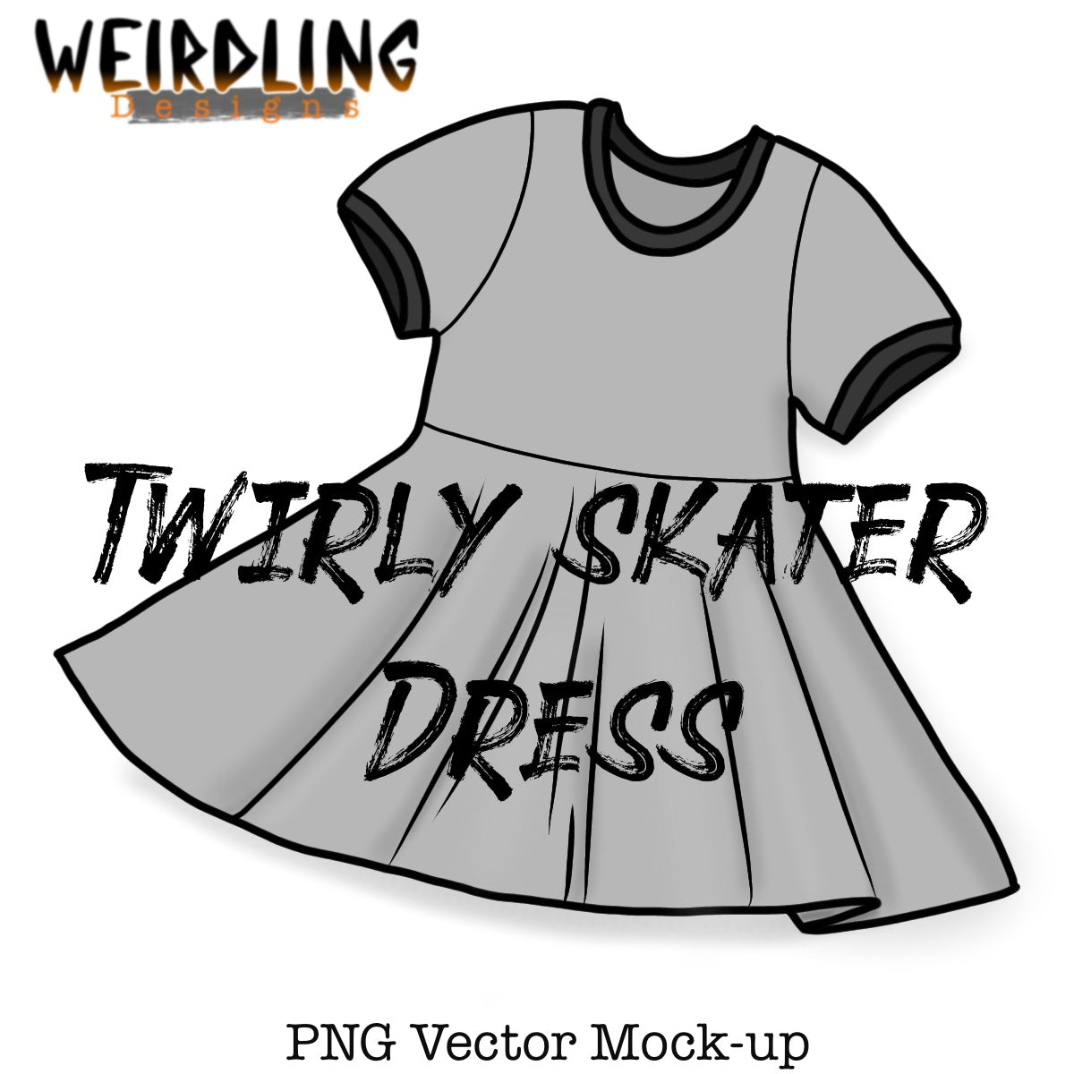 Twirly Skater Dress - Vector Mockup