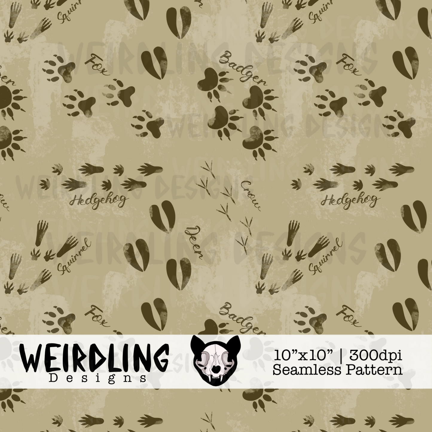 Woodland Tracks - Exclusive Seamless Pattern - 7 colourways