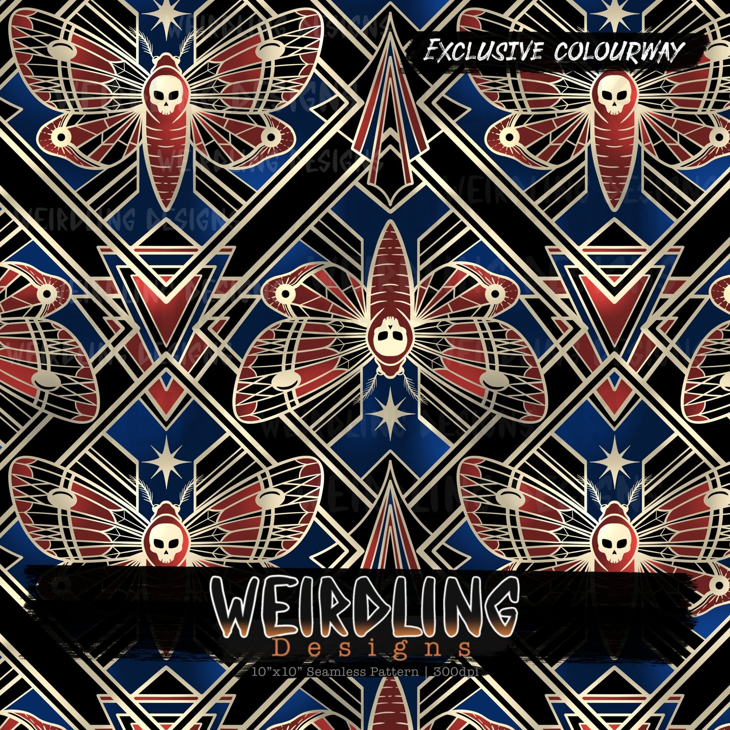 Moth Deco - Exclusive Seamless Design- 7 Colourways