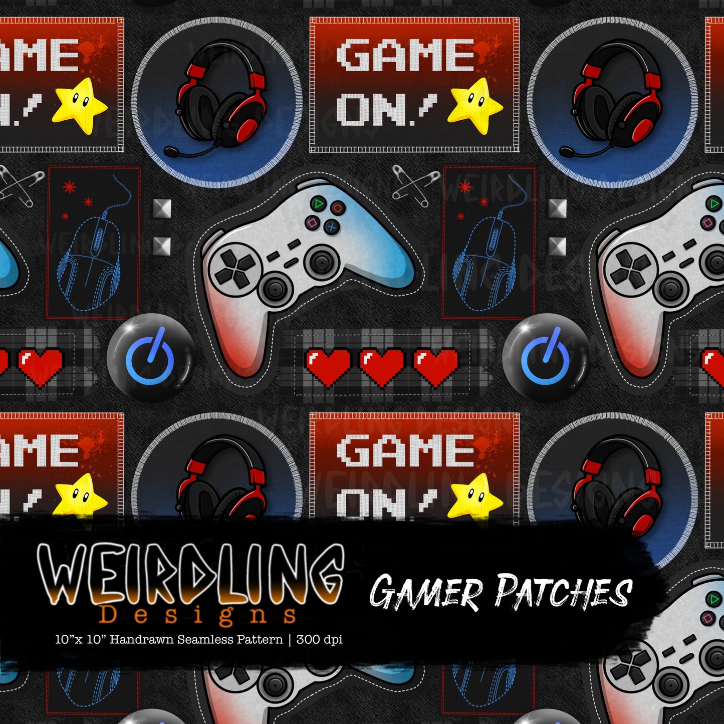 Gamer Patches - Limited Seamless Design- 4 Colourways