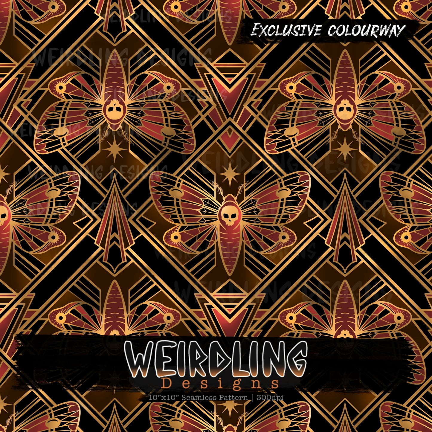 Moth Deco - Exclusive Seamless Design- 7 Colourways