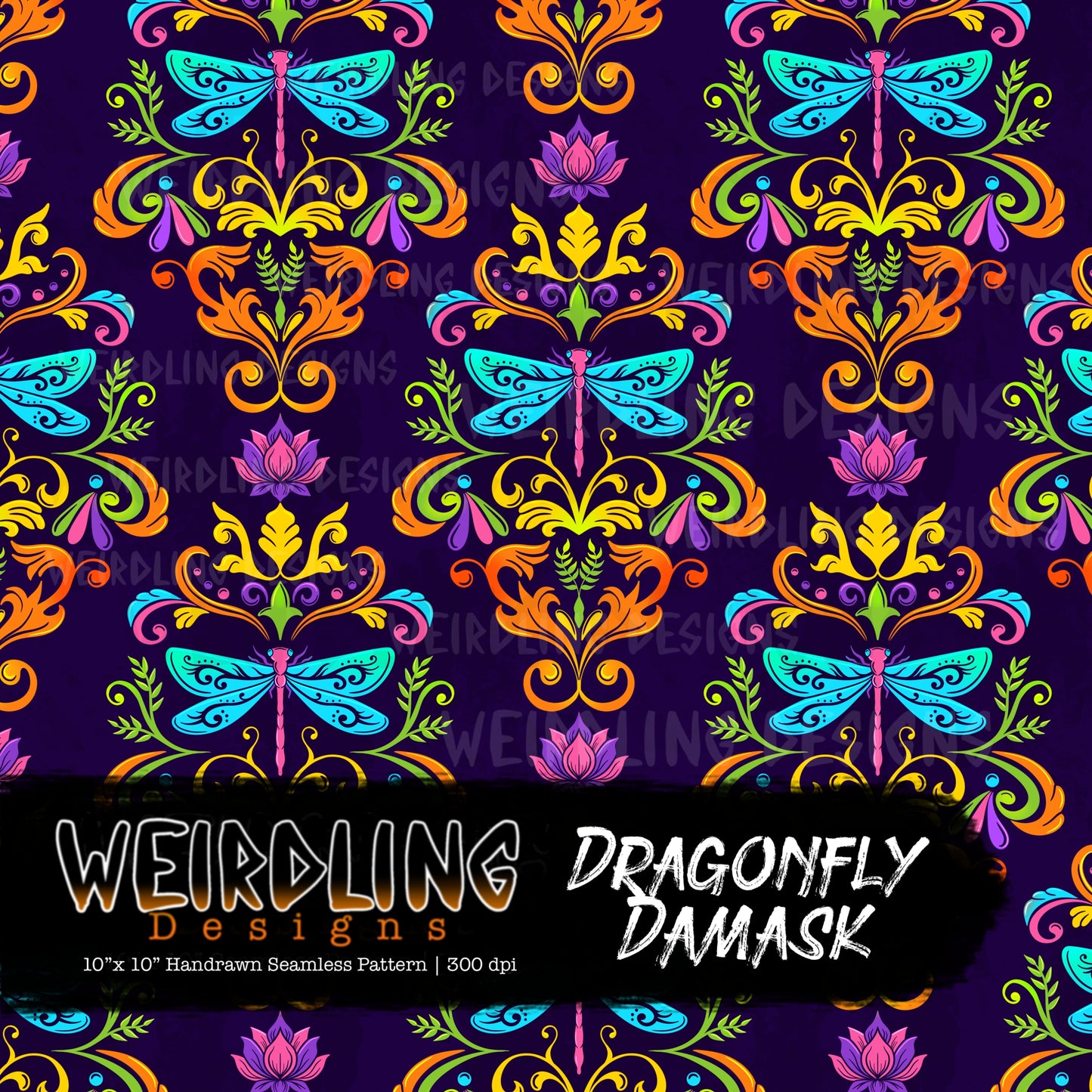 Dragonfly Damask - Limited Seamless Design- 5 Colourways