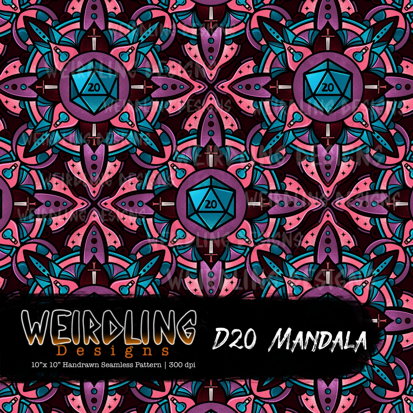D20 Mandala - Limited Seamless Design- 5 Colourways