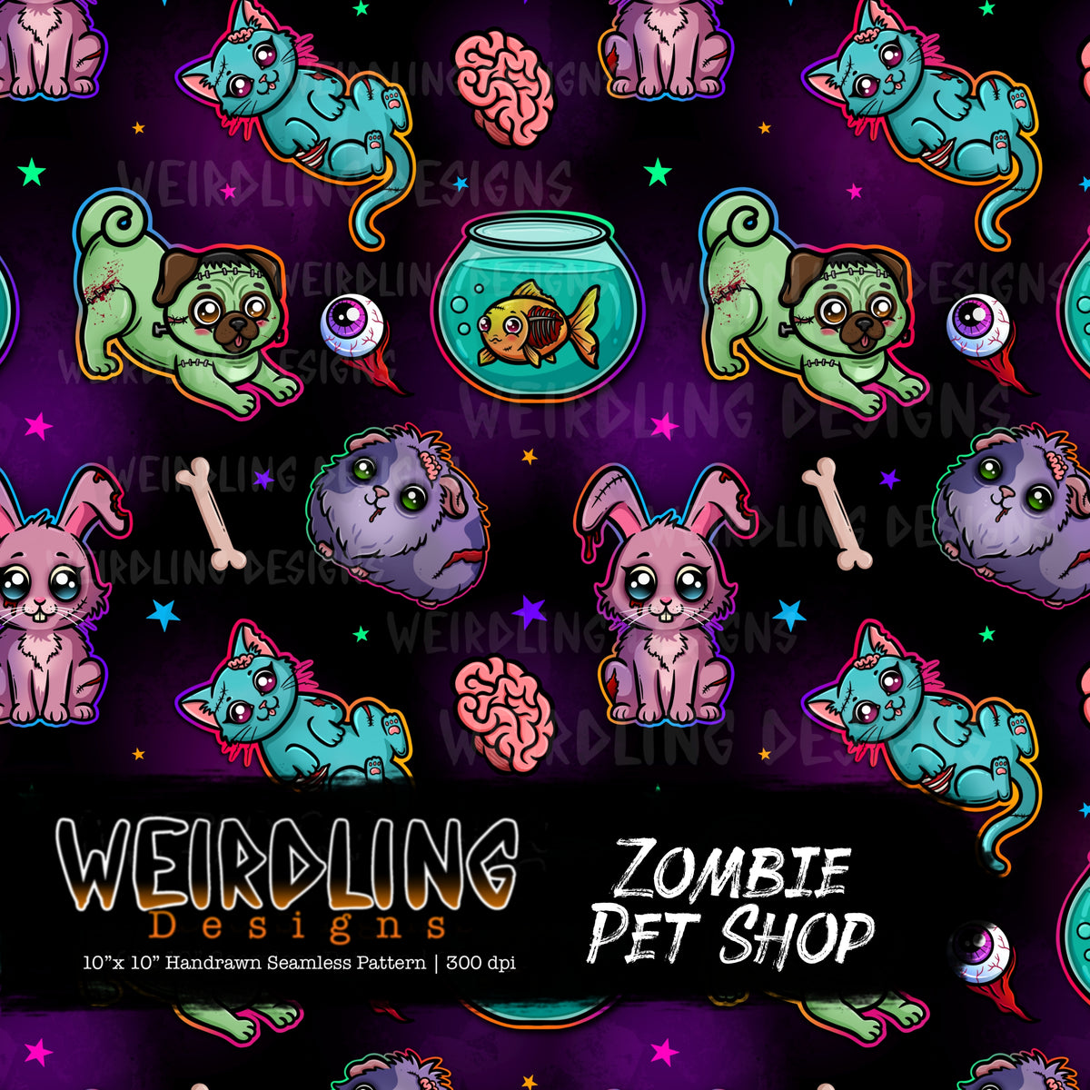 Zombie Pet Shop - Limited Seamless Design - 6 Colourways