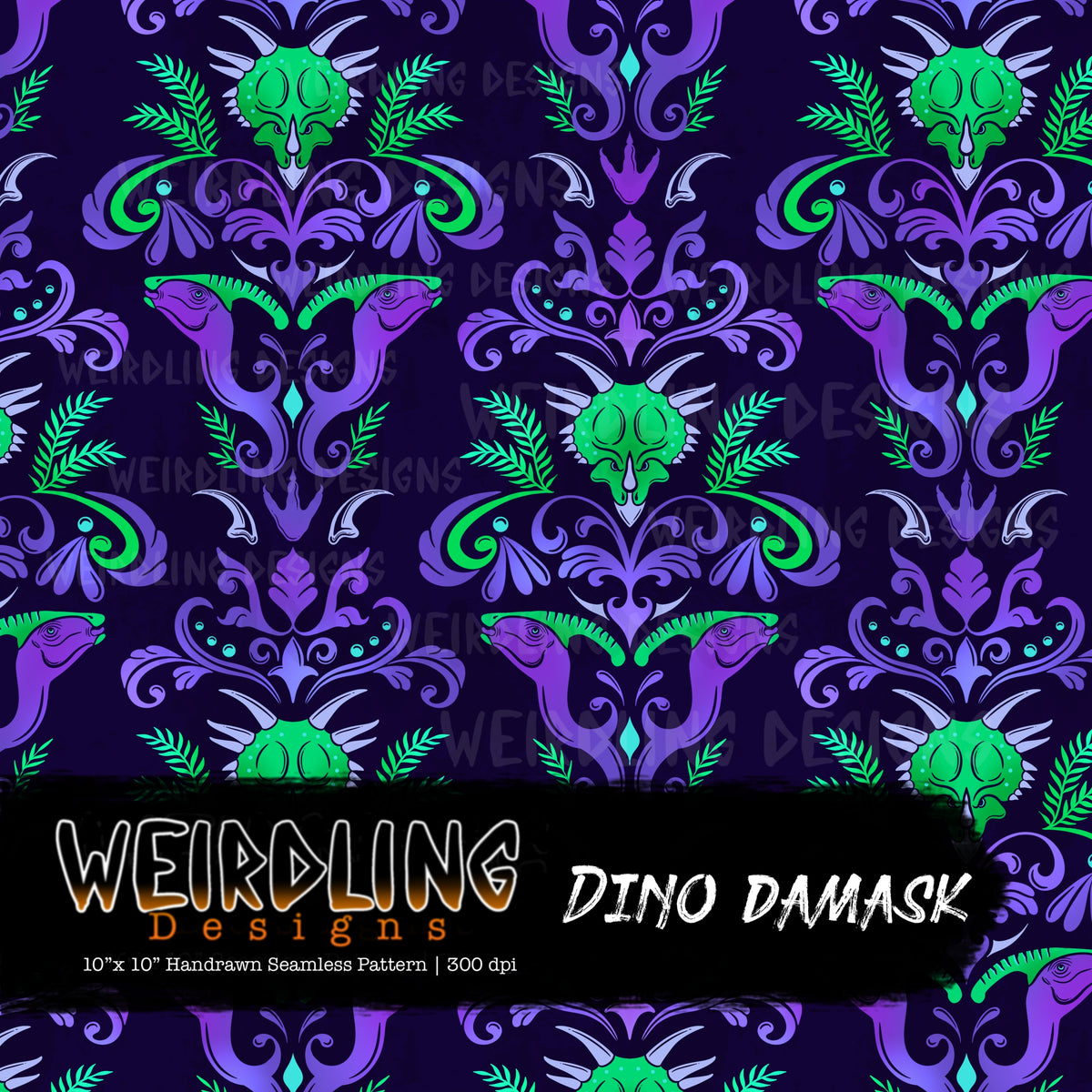 Dino Damask - Limited Seamless Design - 7 Colourways