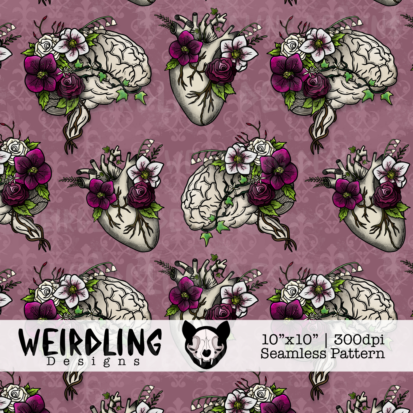 Heart & Mind - Exclusive Seamless Pattern - 5 Colourways