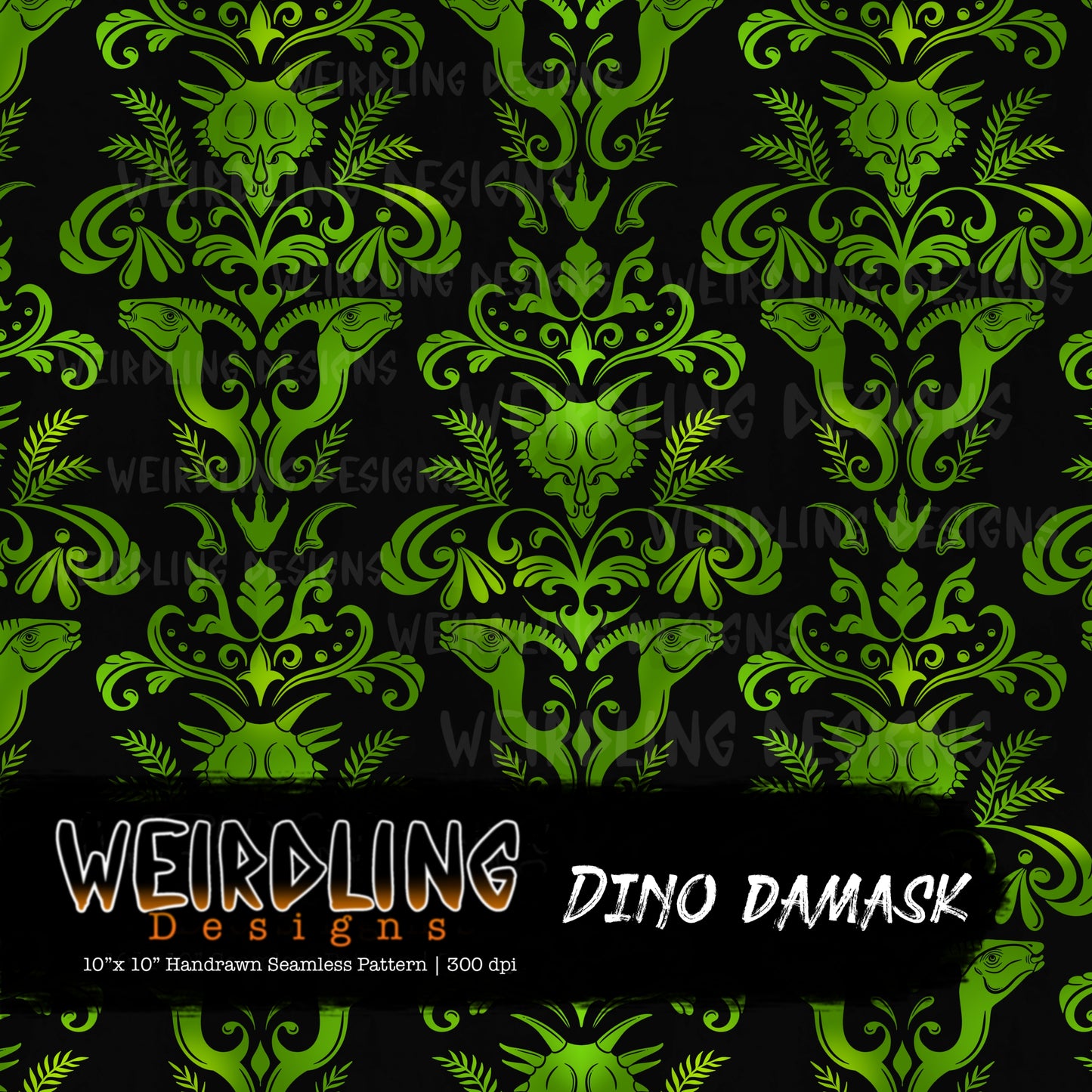 Dino Damask - Limited Seamless Design - 7 Colourways