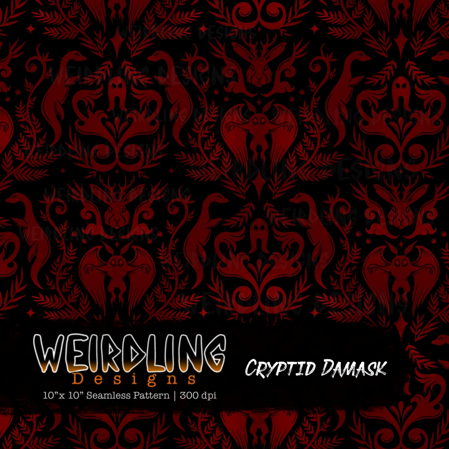 Cryptid Damask - Limited Seamless Design- 8 Colourways