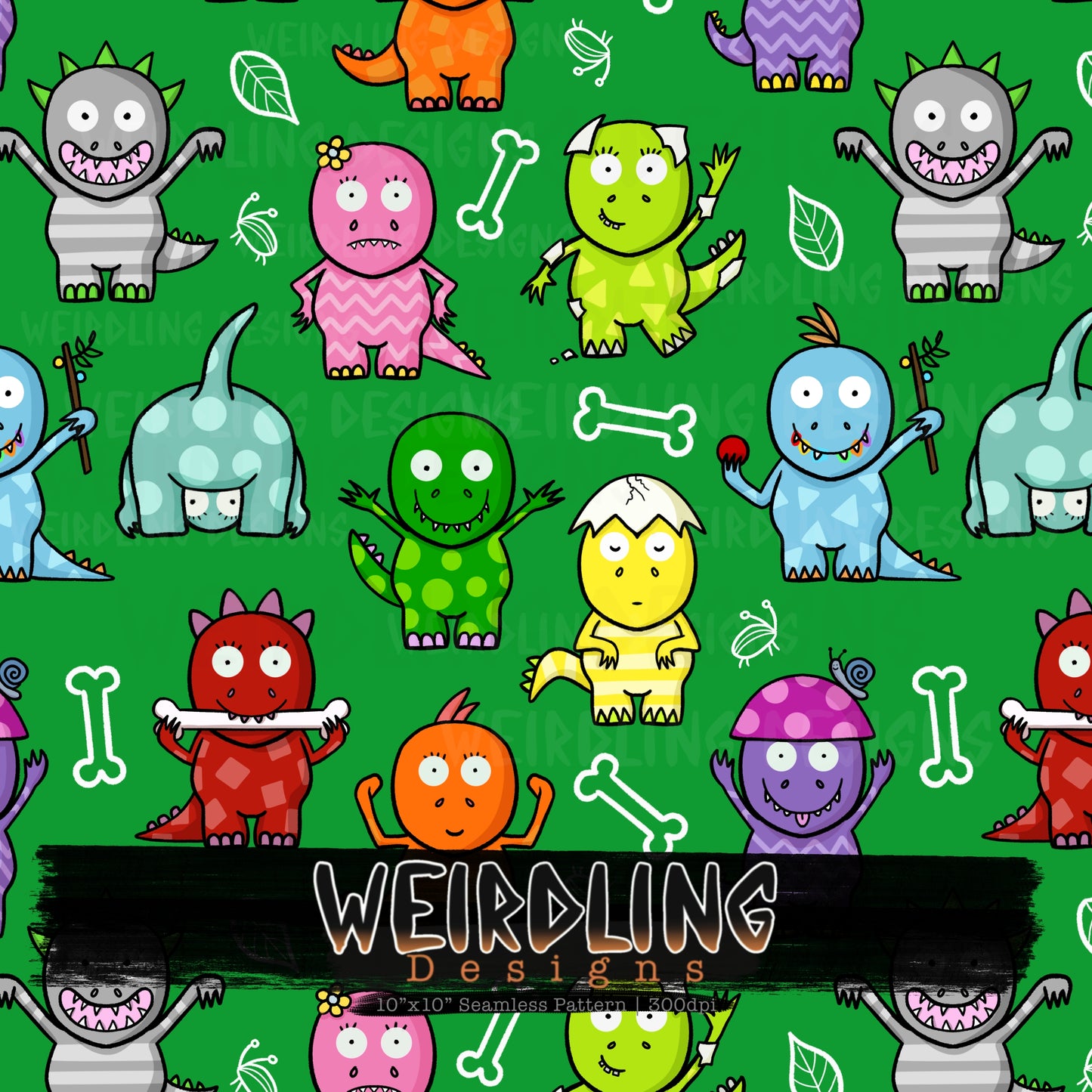 Numerous Little Dinos - Exclusive Seamless Design - 7 Colourways