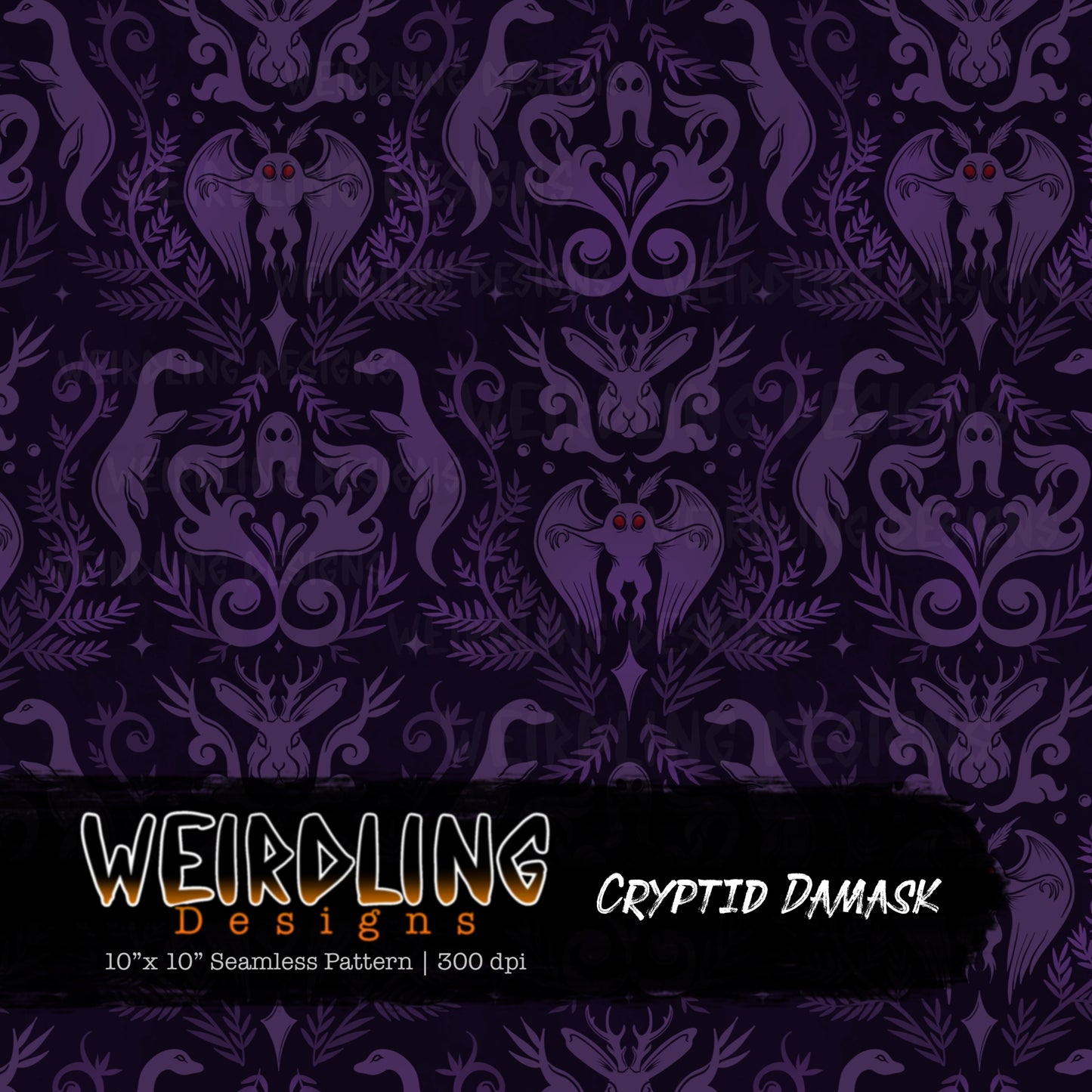 Cryptid Damask - Limited Seamless Design- 8 Colourways