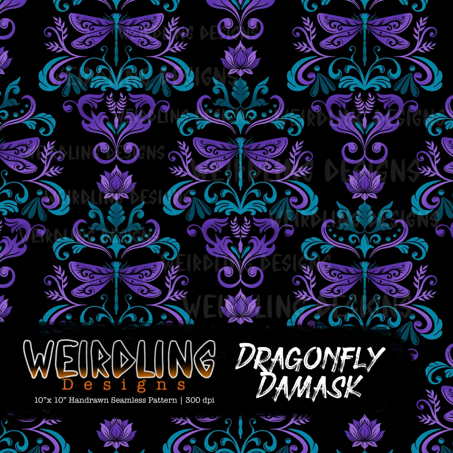 Dragonfly Damask - Limited Seamless Design- 5 Colourways