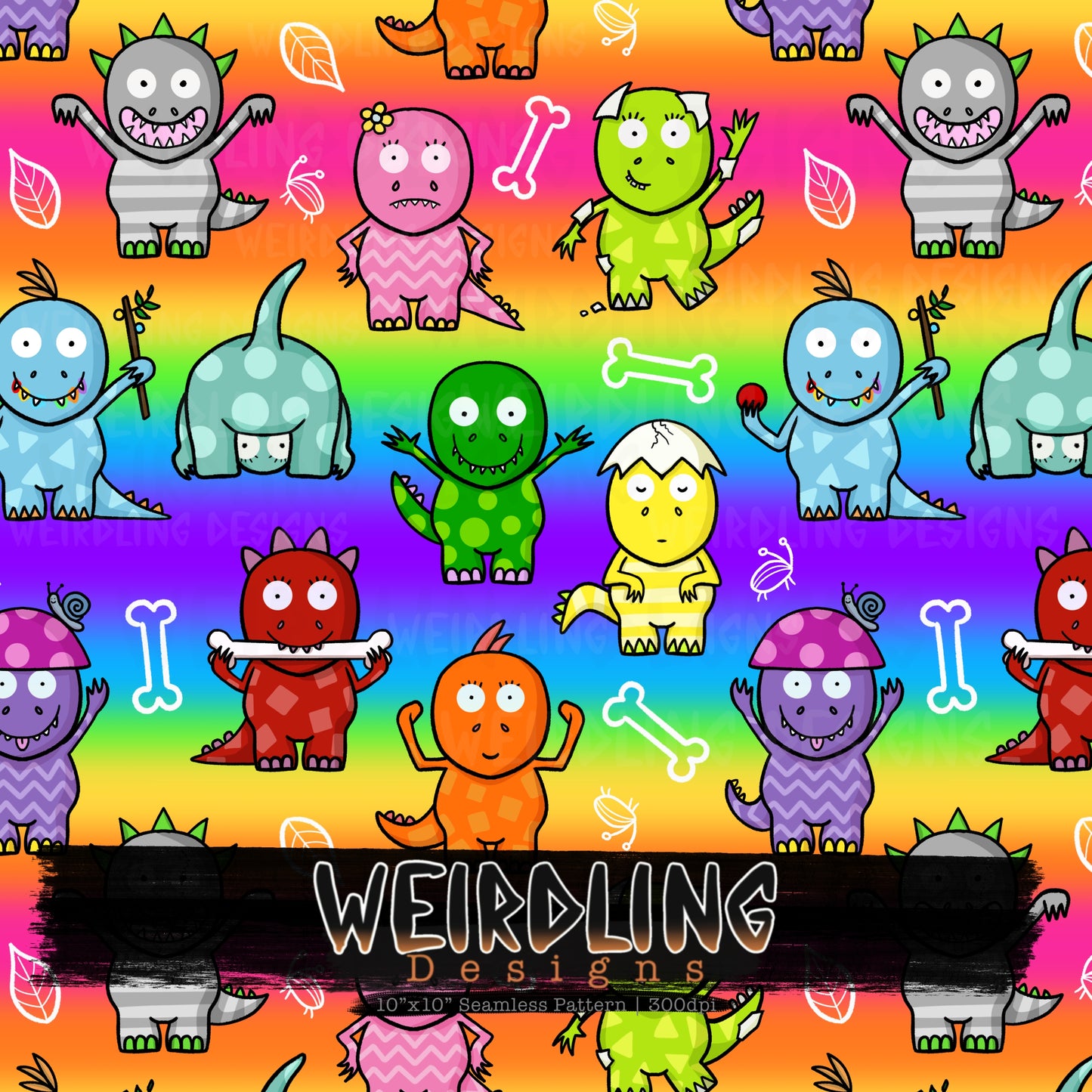 Numerous Little Dinos - Exclusive Seamless Design - 7 Colourways