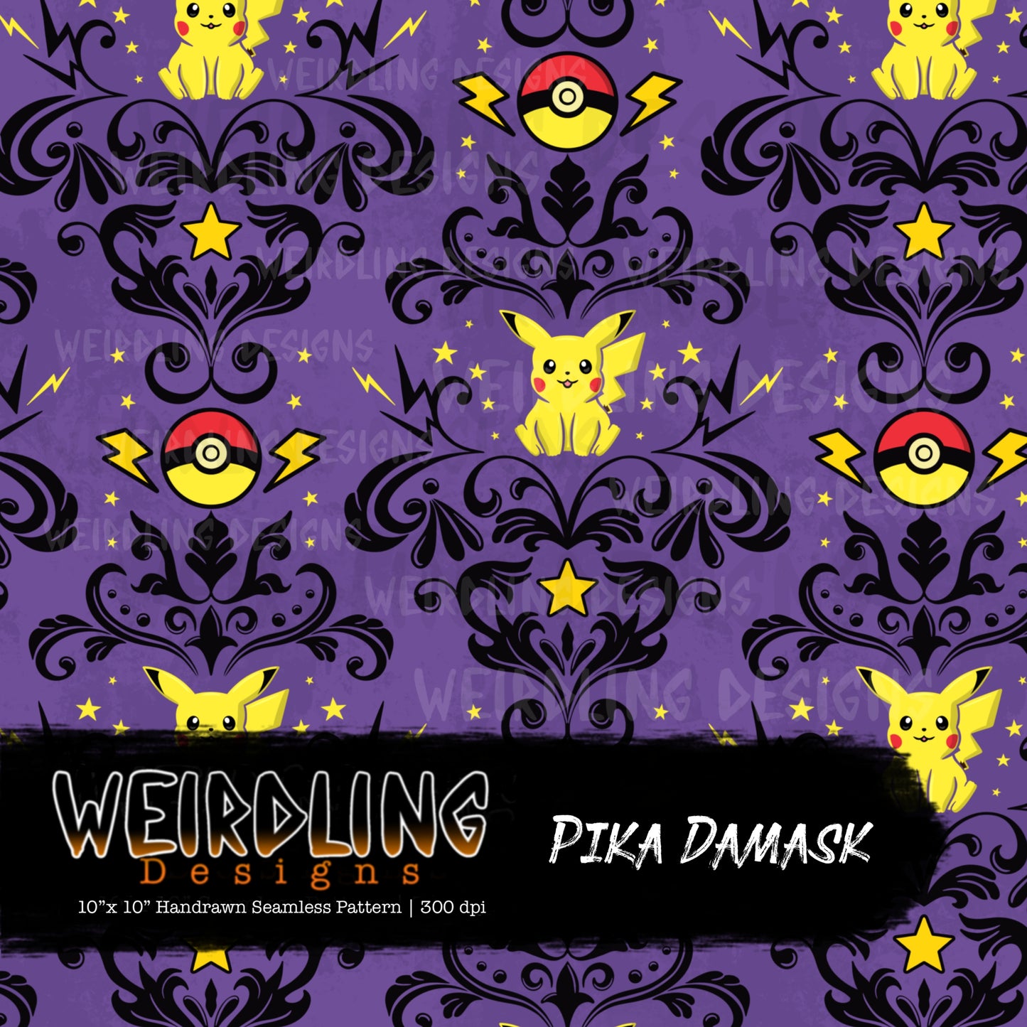 Pika Damask - Limited Seamless Design - 4 Colourways
