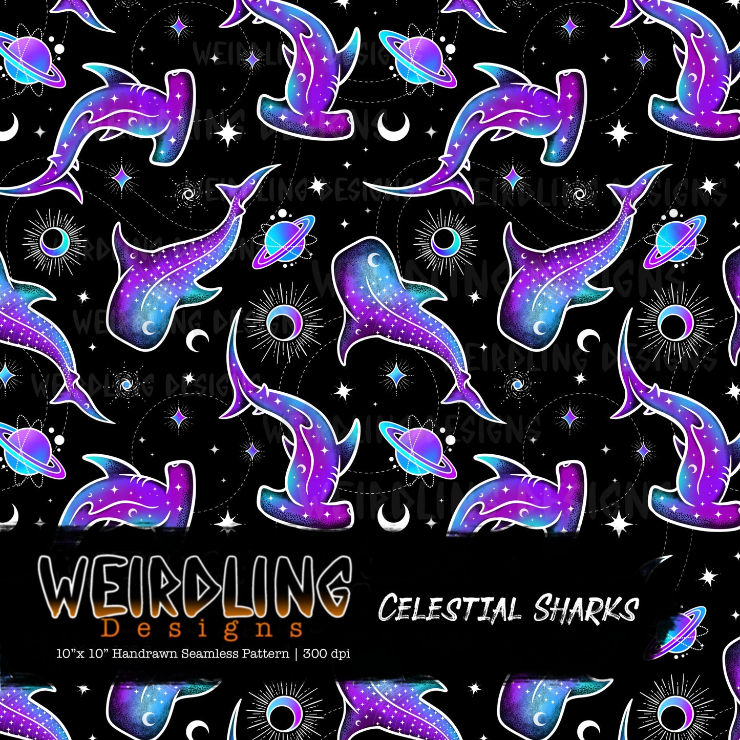 Celestial Sharks - Limited Seamless Design- 5 Colourways